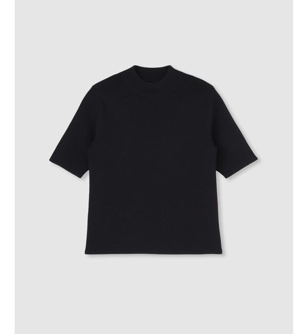 allureville「◇総針モックネック5分袖プルオーバー」|ニット・セーター|ブラック