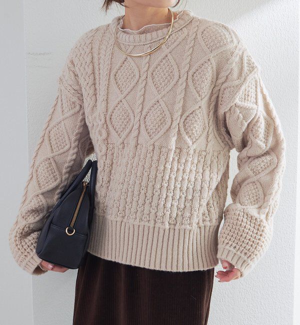  「ミックスケーブルニットプルオーバー」|キャミソール|