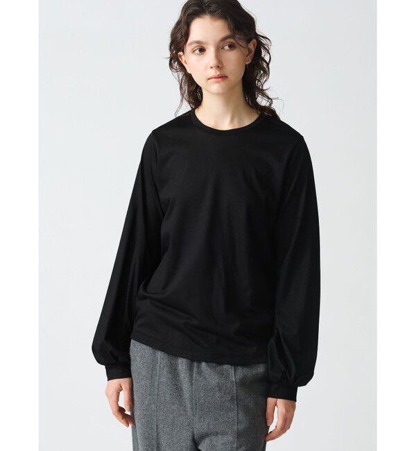 mizuiro ind「mizuiro ind クルーネックパフスリーブプルオーバー」|Tシャツ・カットソー|ブラック