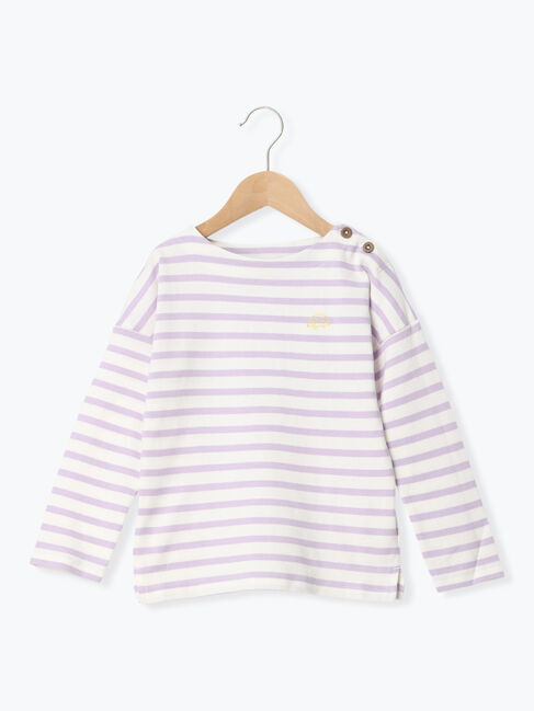 Samansa Mos2 Lagom「ハリネズミ刺繍ボーダーカットソー」|Tシャツ・カットソー|ラベンダー