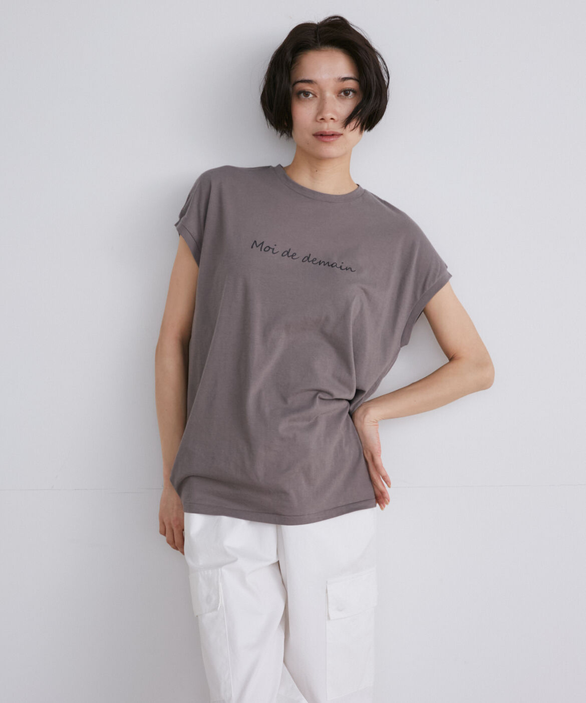INED「フレンチスリーブロゴTシャツ」|Tシャツ・カットソー|