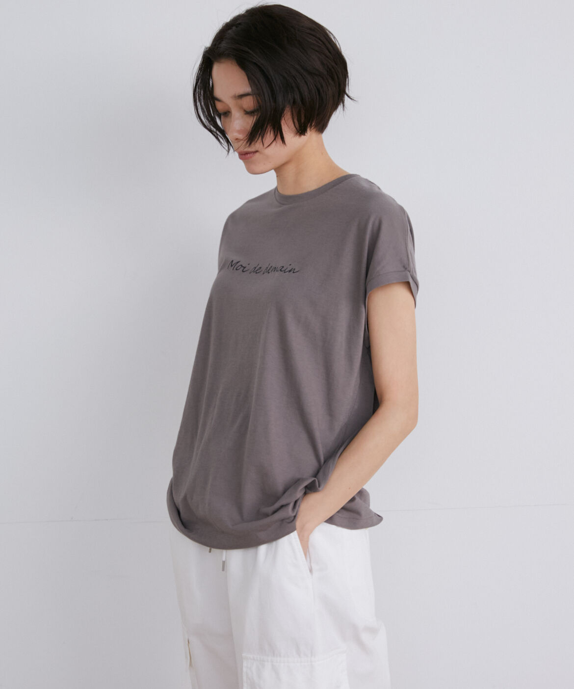 INED「フレンチスリーブロゴTシャツ」|Tシャツ・カットソー|