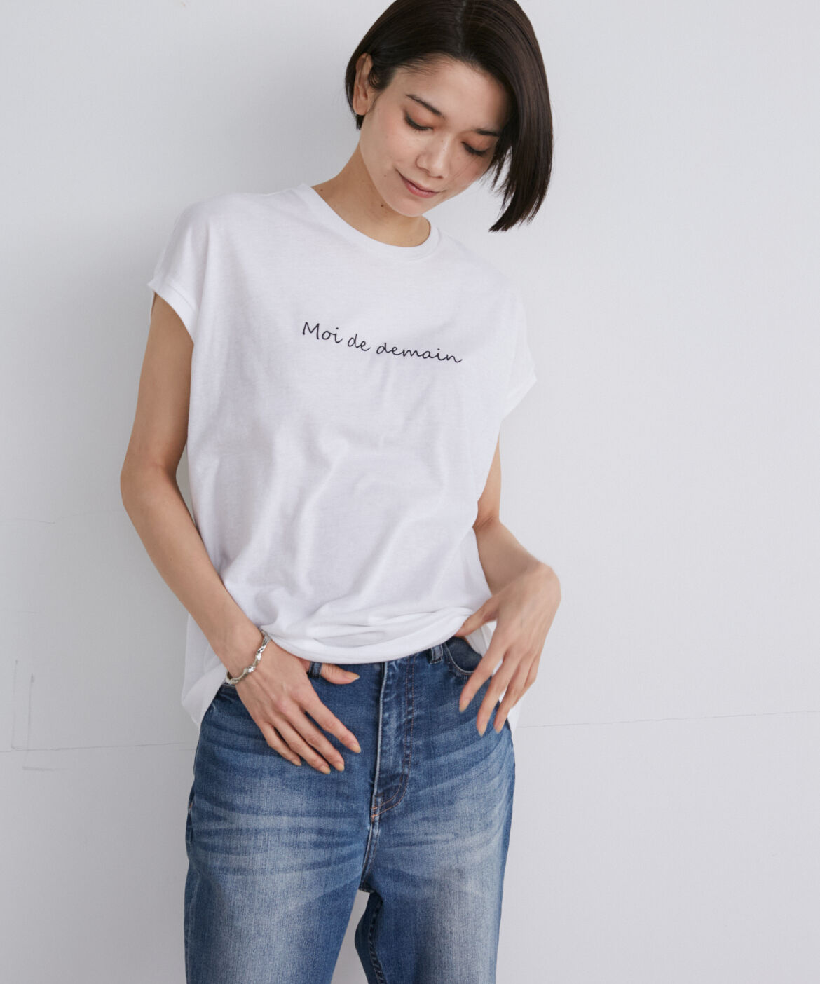 INED「フレンチスリーブロゴTシャツ」|Tシャツ・カットソー|