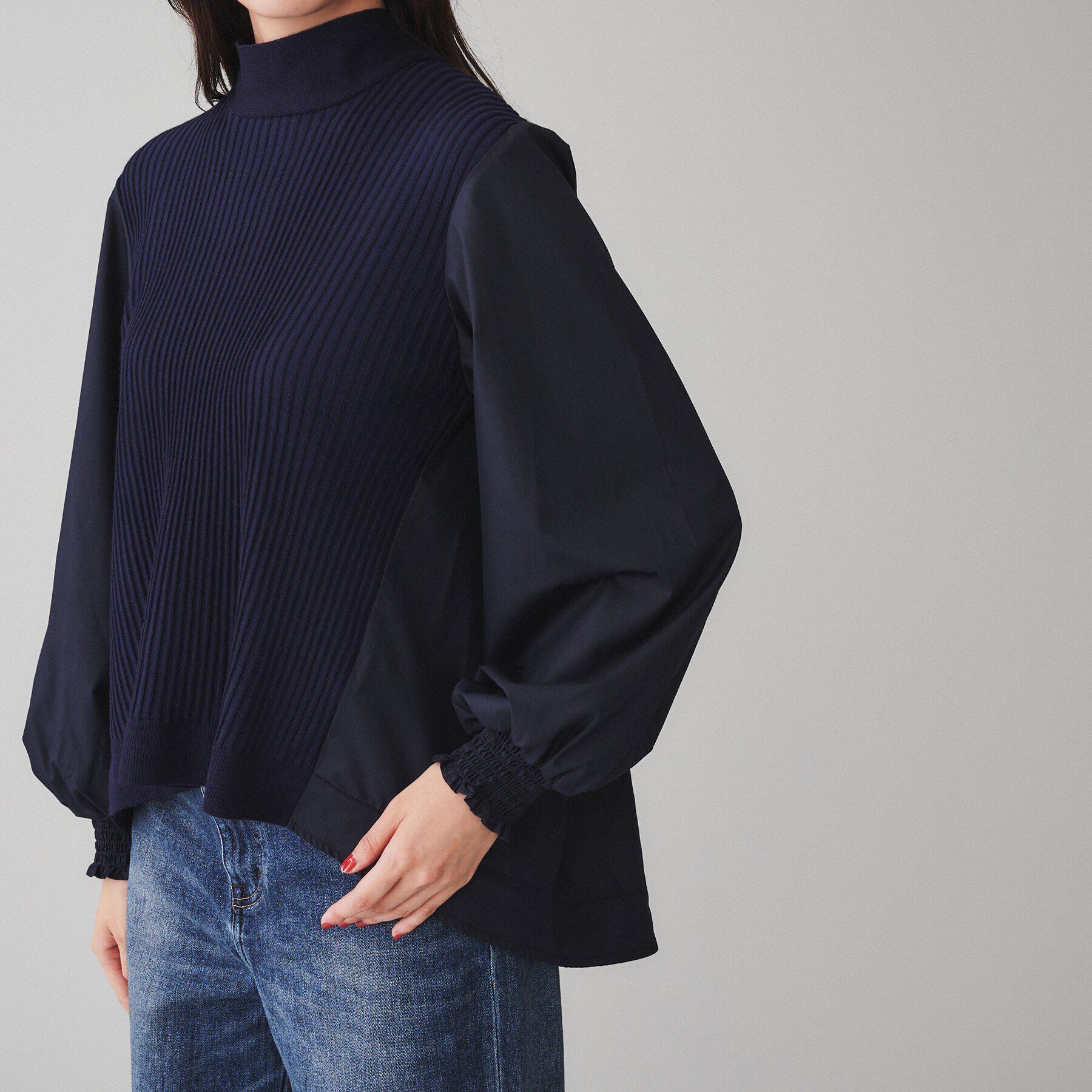 UNTITLED「【TORRAZZO DONNA】ニット&times;ブロードクロスハイブリッドブラウス」|シャツ・ブラウス|