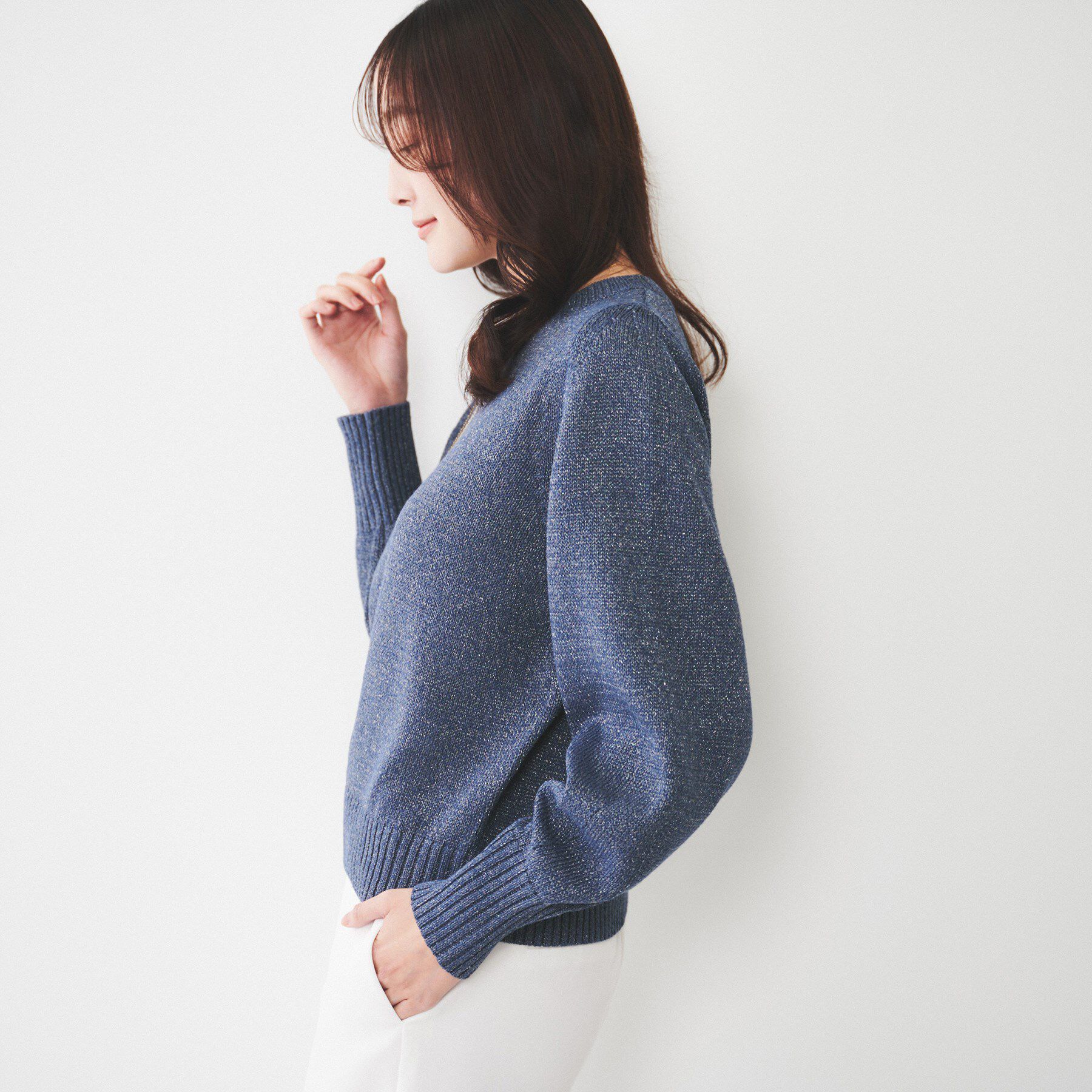 UNTITLED「【アンサンブル可能/ラメ調】シャイニーセミラグランプルオーバーニット」|ニット・セーター|