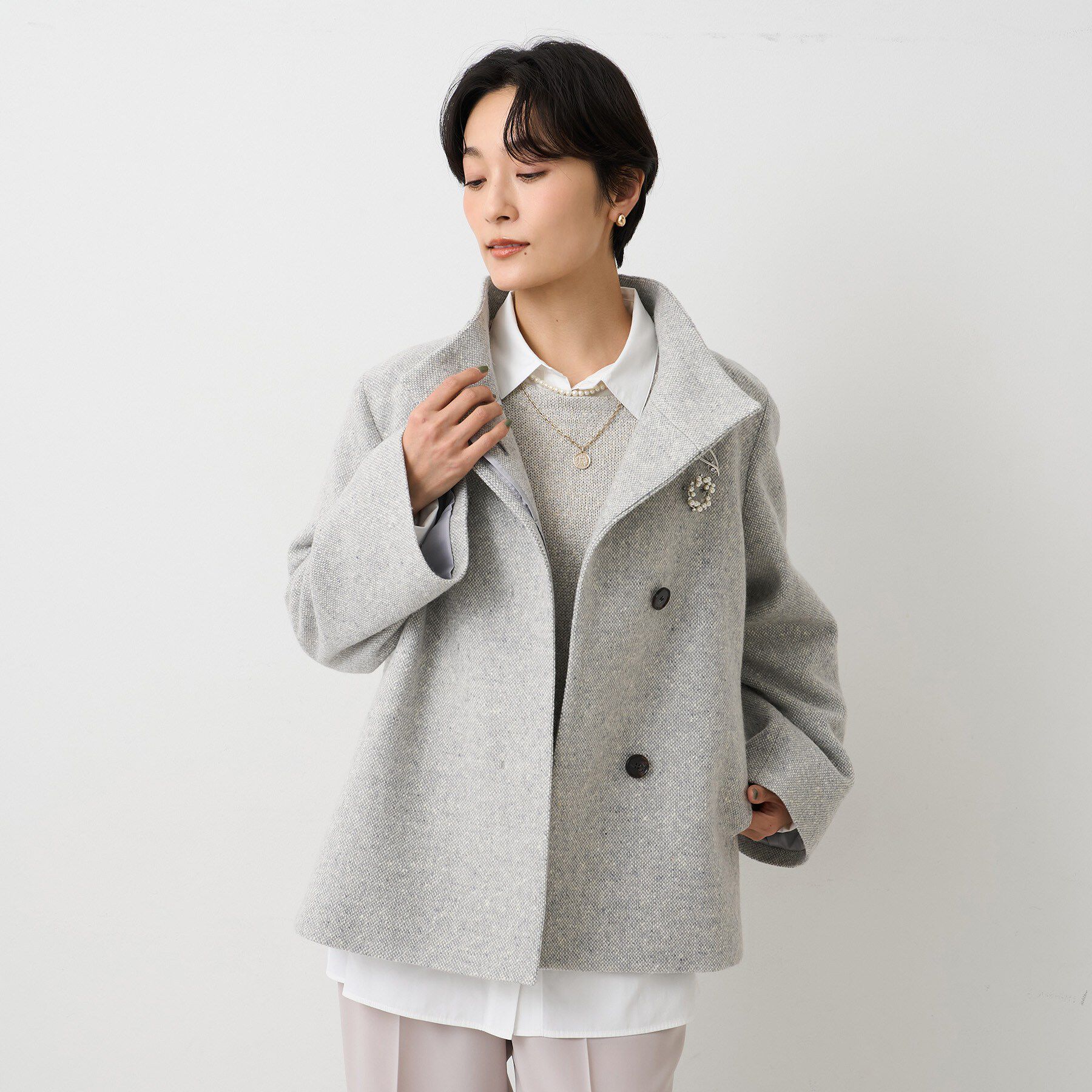 UNTITLED「【スタンドカラー/オンオフ使える】クラシカルツイードコート」|その他|