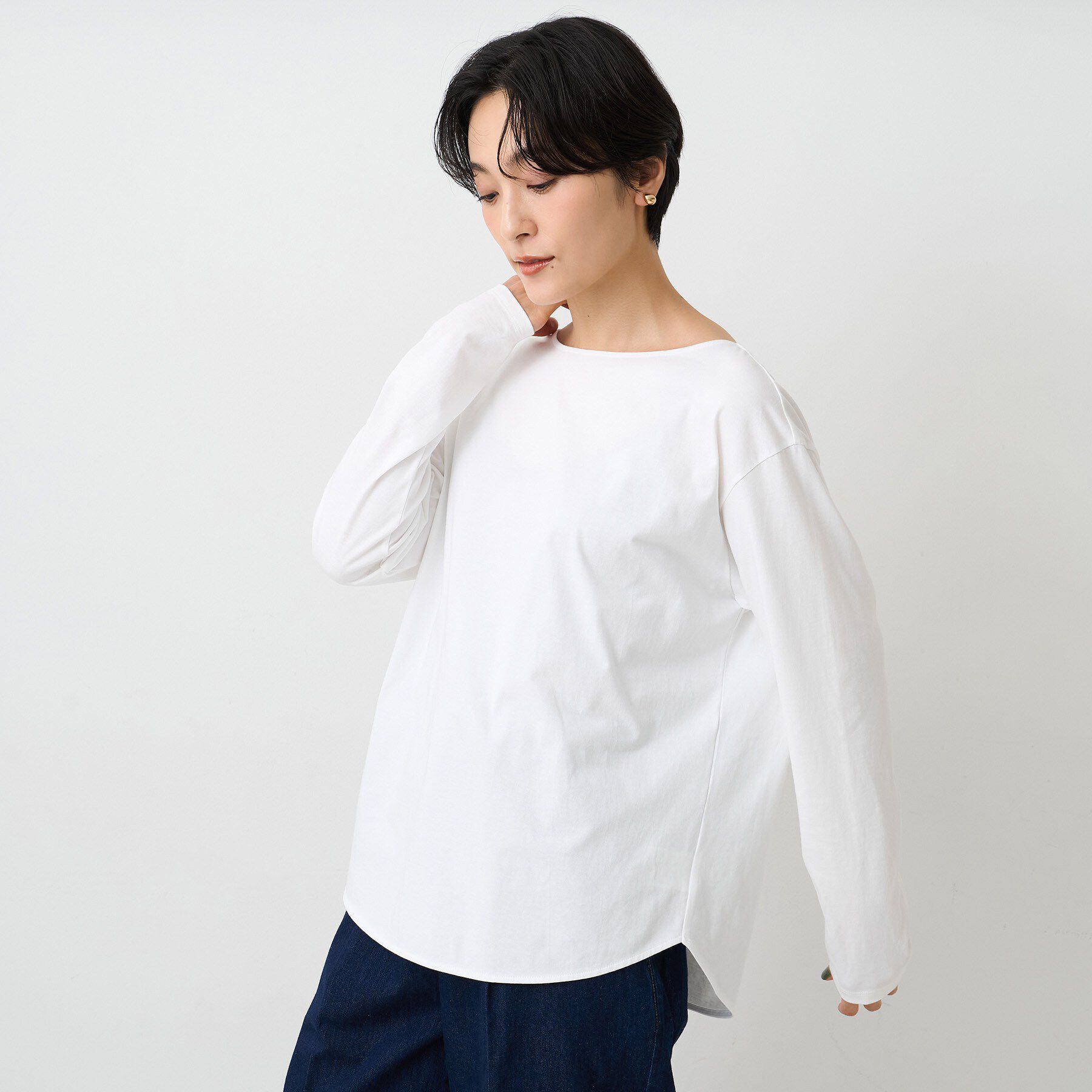 UNTITLED「【洗える/ロンTシャツ】ラウンドテールジャージプルオーバー」|Tシャツ・カットソー|