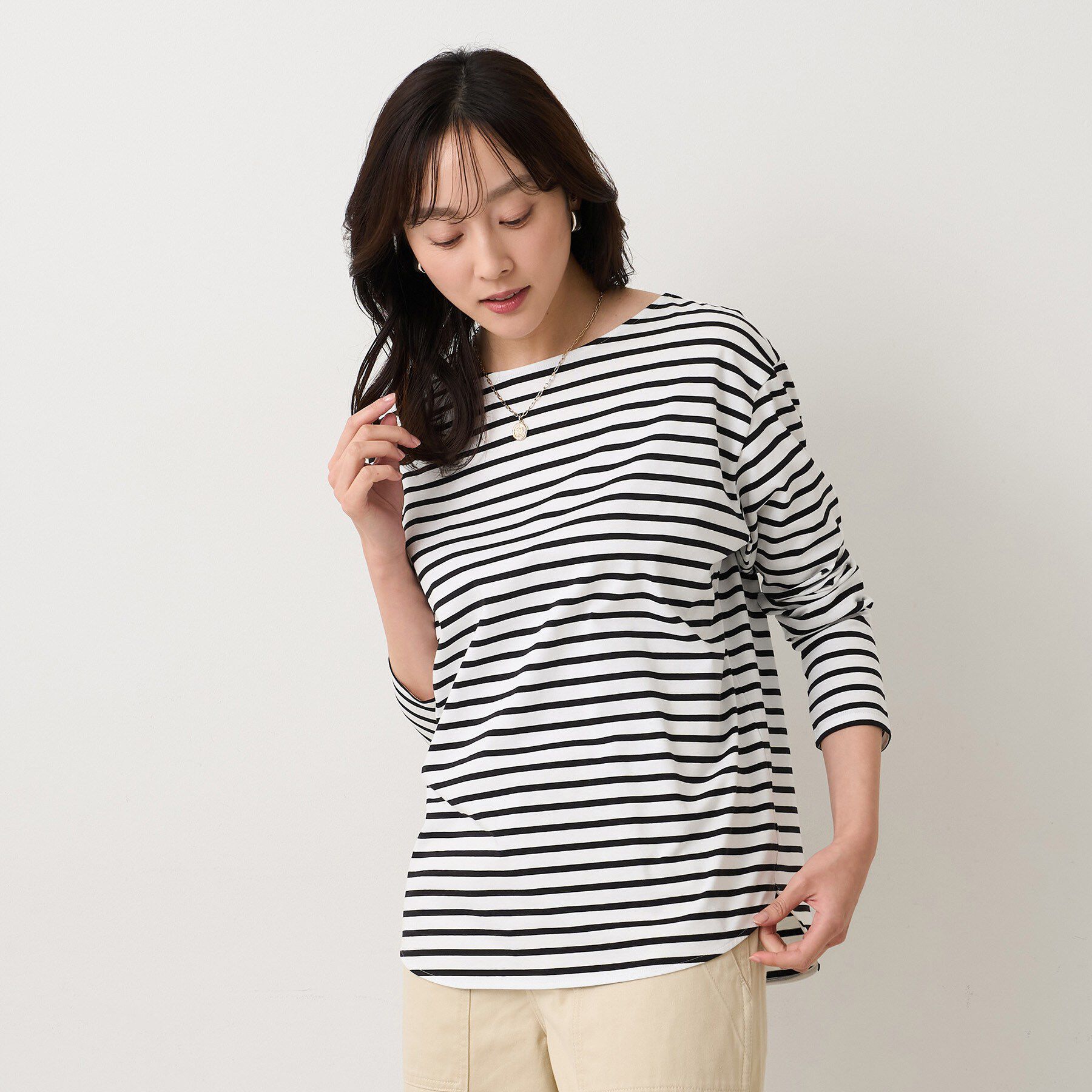 UNTITLED「【洗える/ロンTシャツ】ラウンドテールジャージプルオーバー」|Tシャツ・カットソー|