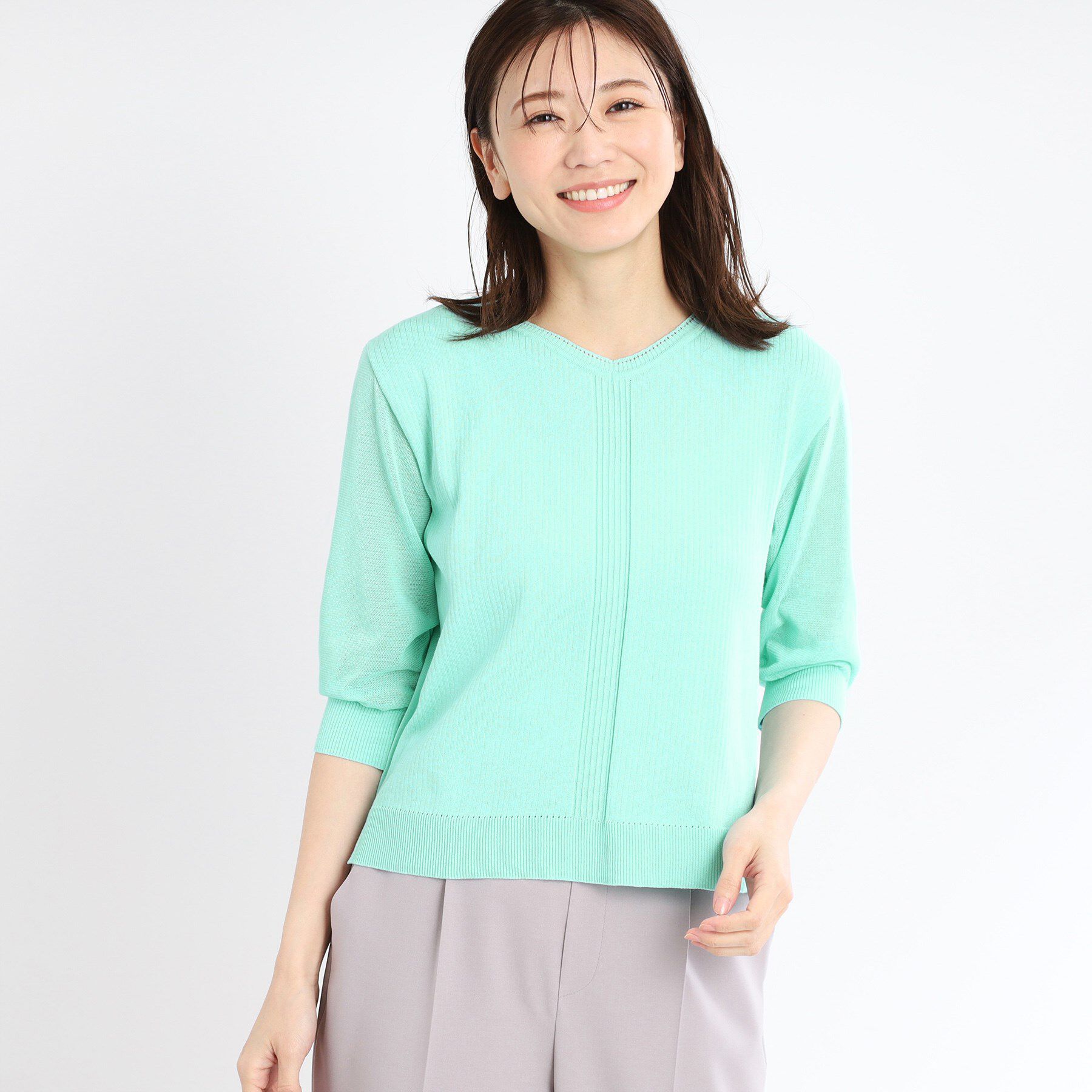 Reflect「【WEB先行カラーあり／手洗い可】透かし柄デザインニット」|ニット・セーター|