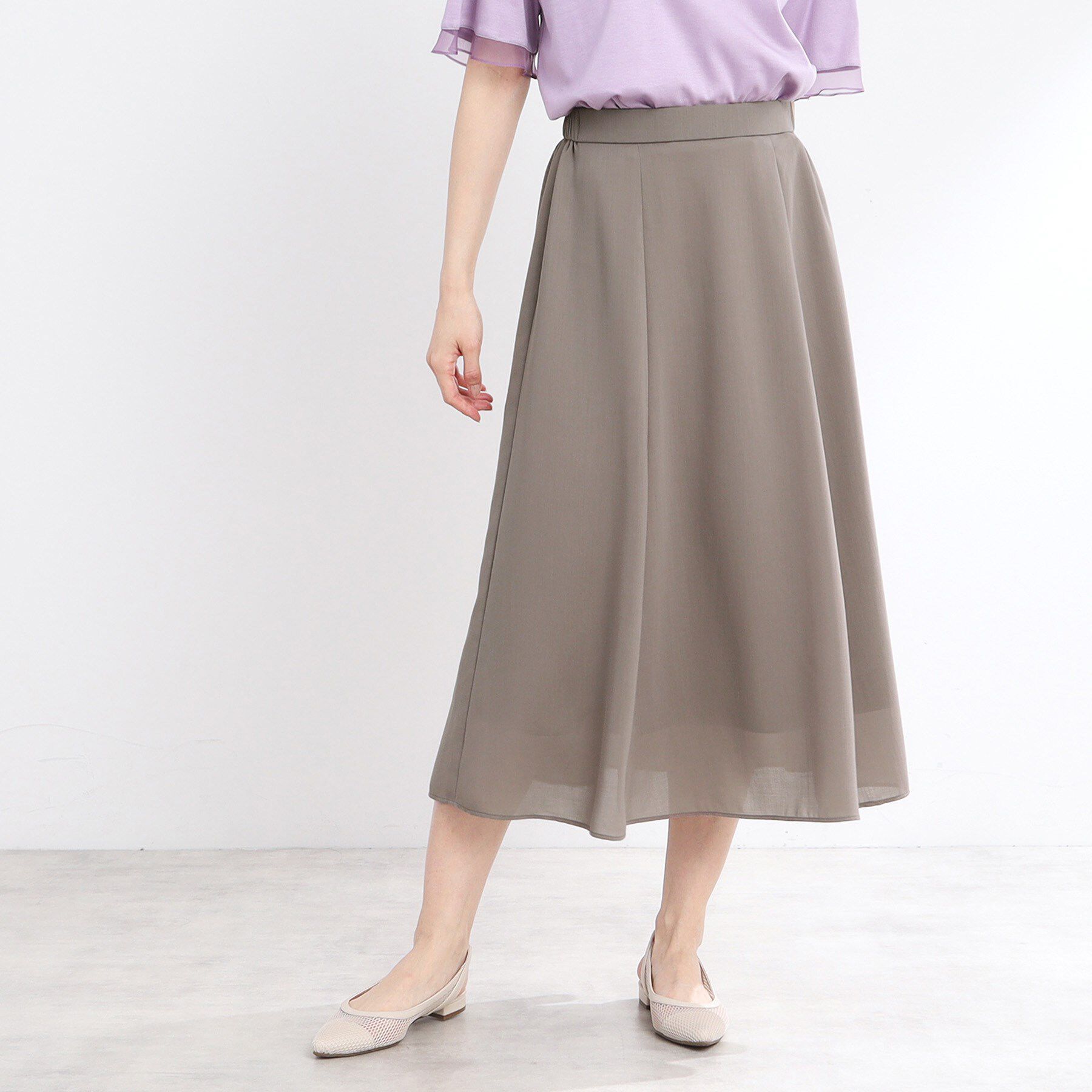 Reflect「【マシンウォッシュ可／ウエスト総ゴム／セットアップ可】エアリーロングスカート」|スカート|