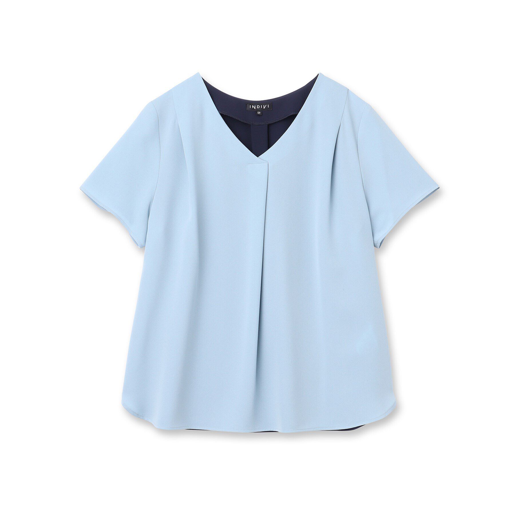 INDIVI「【通勤/洗える/UVケア/接触冷感/吸水速乾/エコ】サテンタック バイカラー半袖ブラウス」|シャツ・ブラウス|