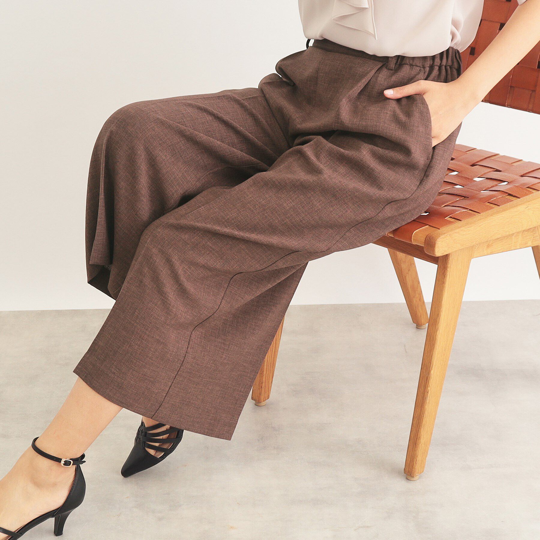 index「リネンタッチ ガウチョパンツ/セットアップ対応【防シワ/吸水速乾/イージーアイロン/洗濯機洗い可】」|その他|