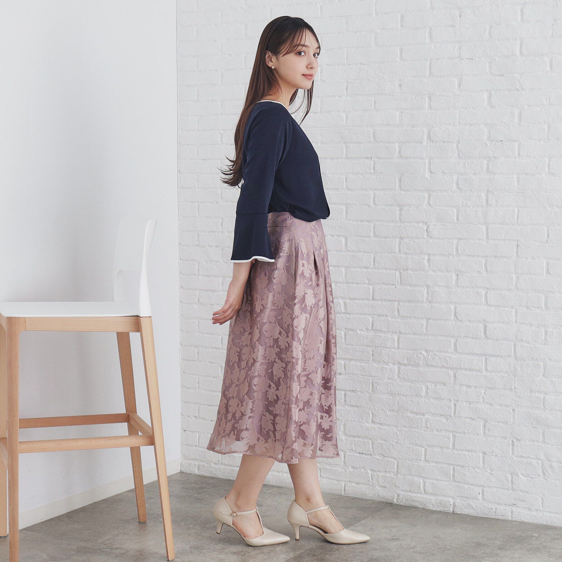 index「バイカラーフレアスリーブブラウス【洗濯機洗い可】」|シャツ・ブラウス|