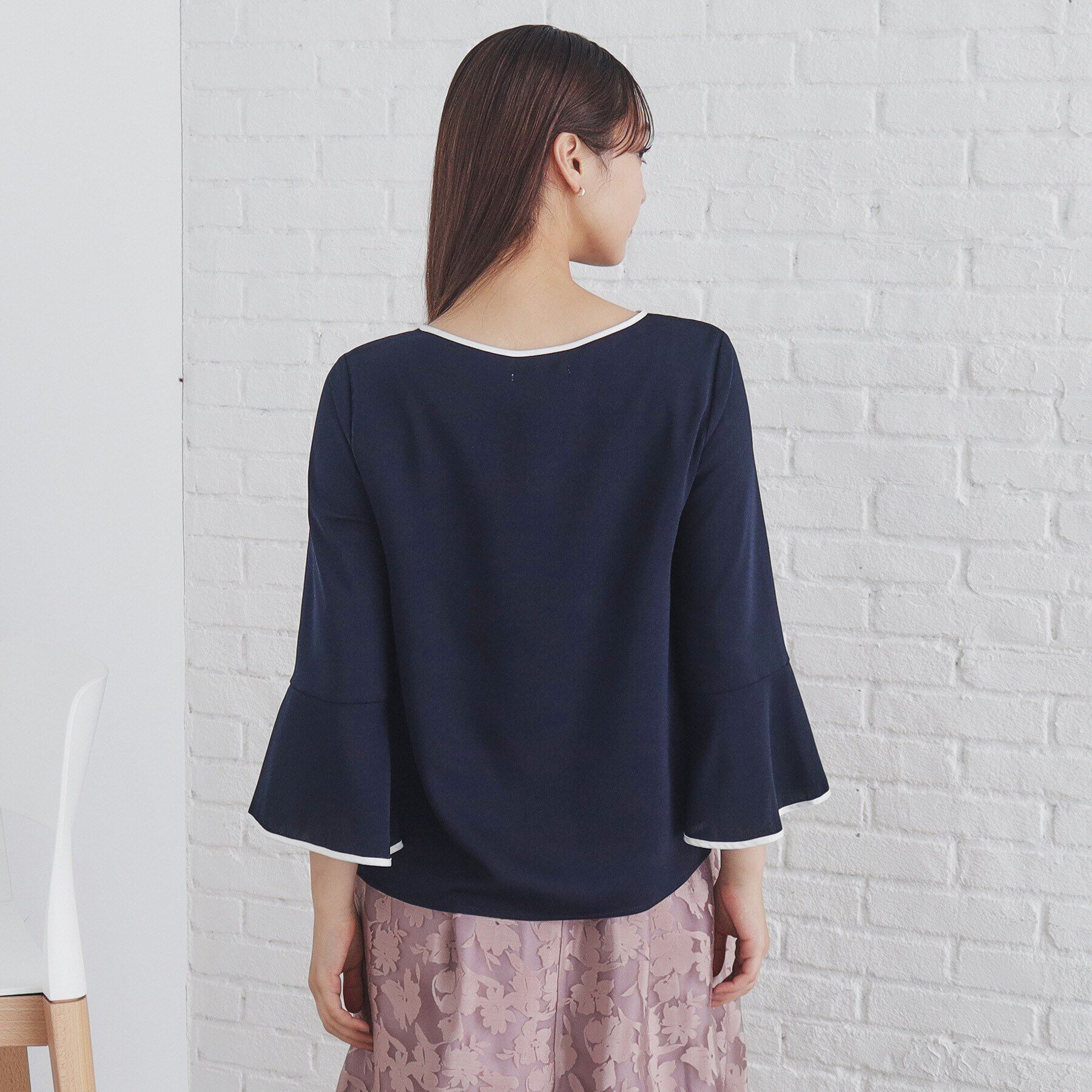 index「バイカラーフレアスリーブブラウス【洗濯機洗い可】」|シャツ・ブラウス|