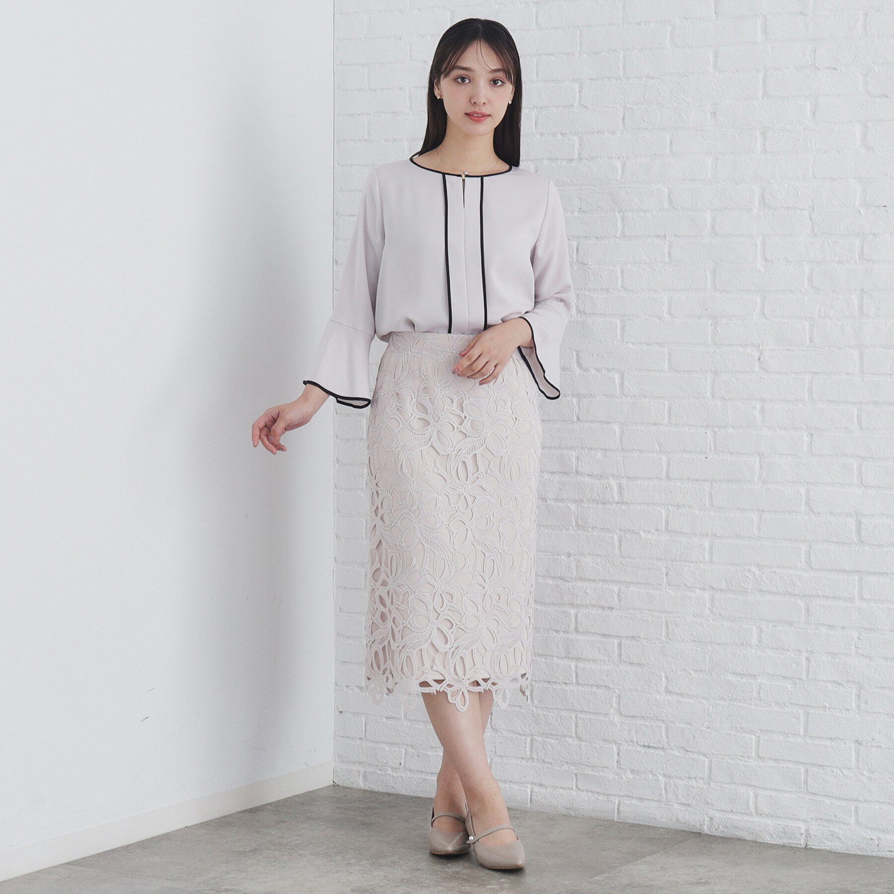 index「バイカラーフレアスリーブブラウス【洗濯機洗い可】」|シャツ・ブラウス|