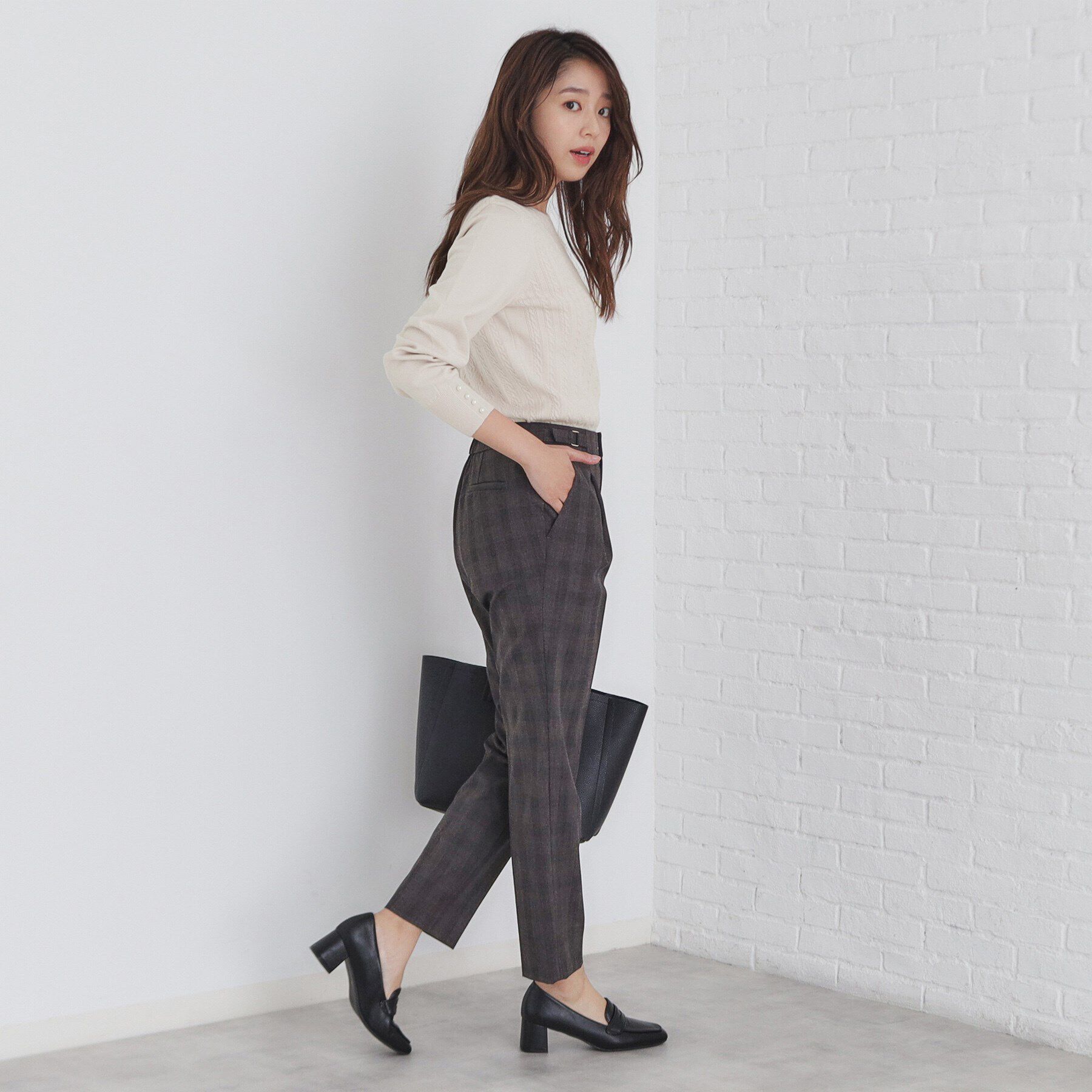 index「ミニケーブルクルーネックニット【洗濯機洗い可】」|ニット・セーター|