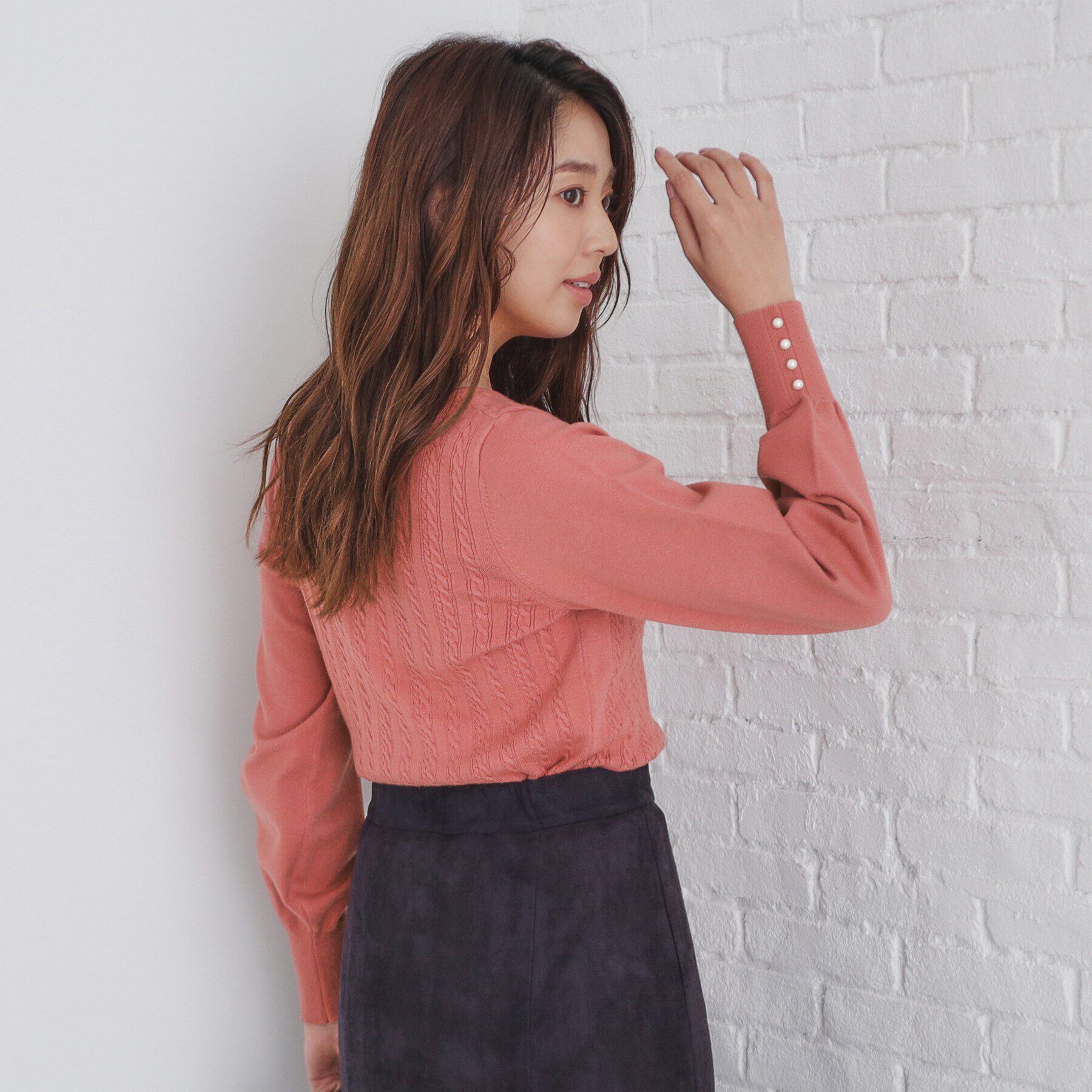 index「ミニケーブルクルーネックニット【洗濯機洗い可】」|ニット・セーター|