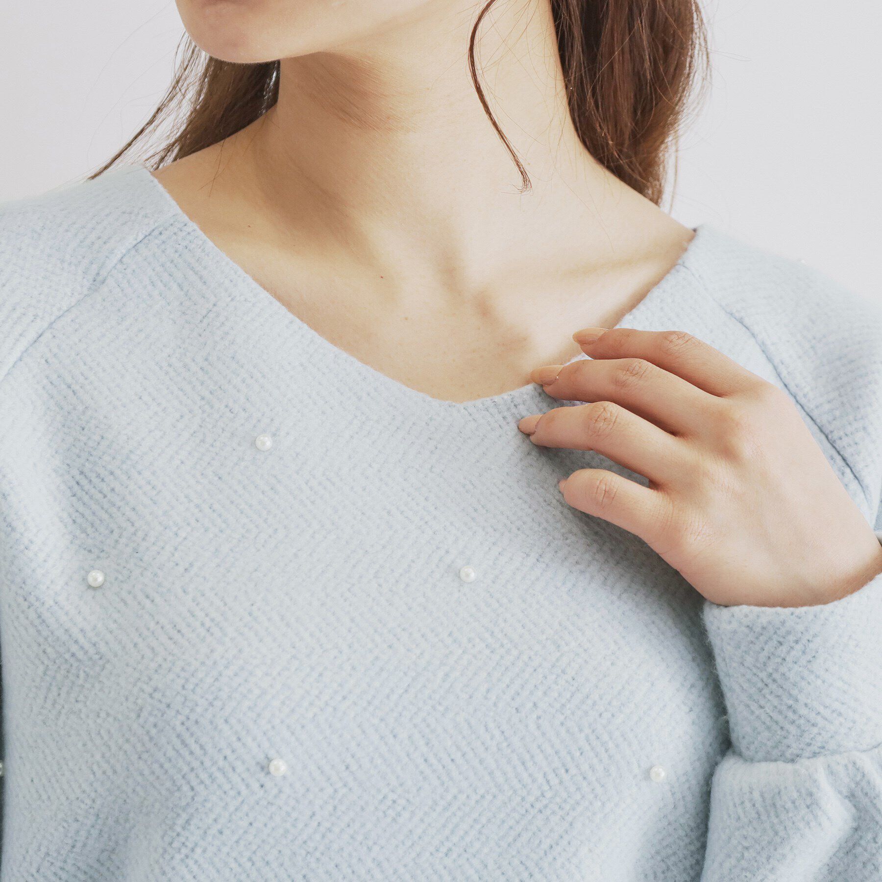 index「ツィード調起毛パールデザイントップス【洗濯機洗い可】」|Tシャツ・カットソー|