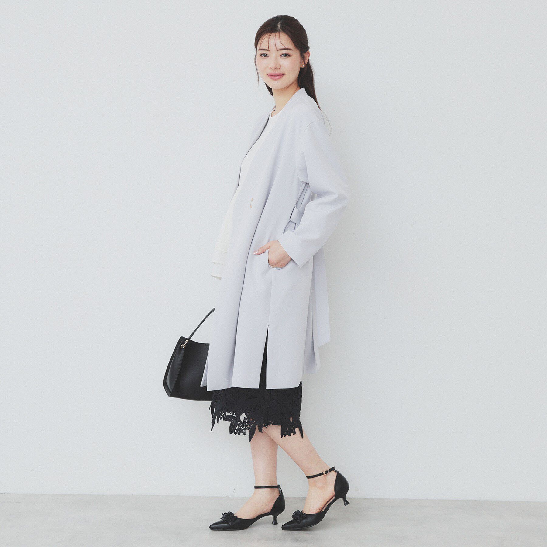 index「ストレッチノーカラーコート【洗濯機洗い可/イージーアイロン】」|ノーカラーコート|