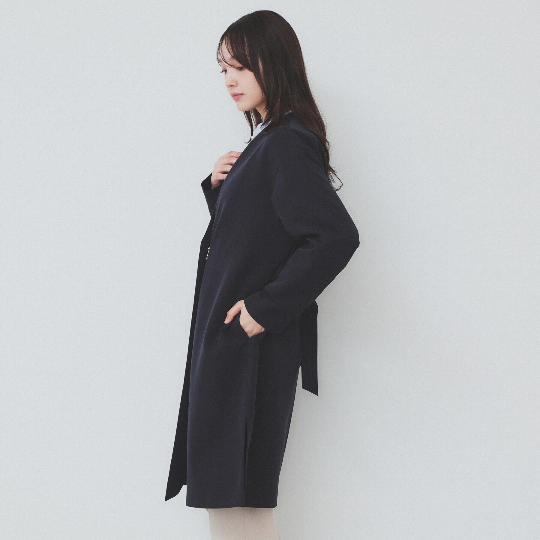index「ストレッチノーカラーコート【洗濯機洗い可/イージーアイロン】」|ノーカラーコート|