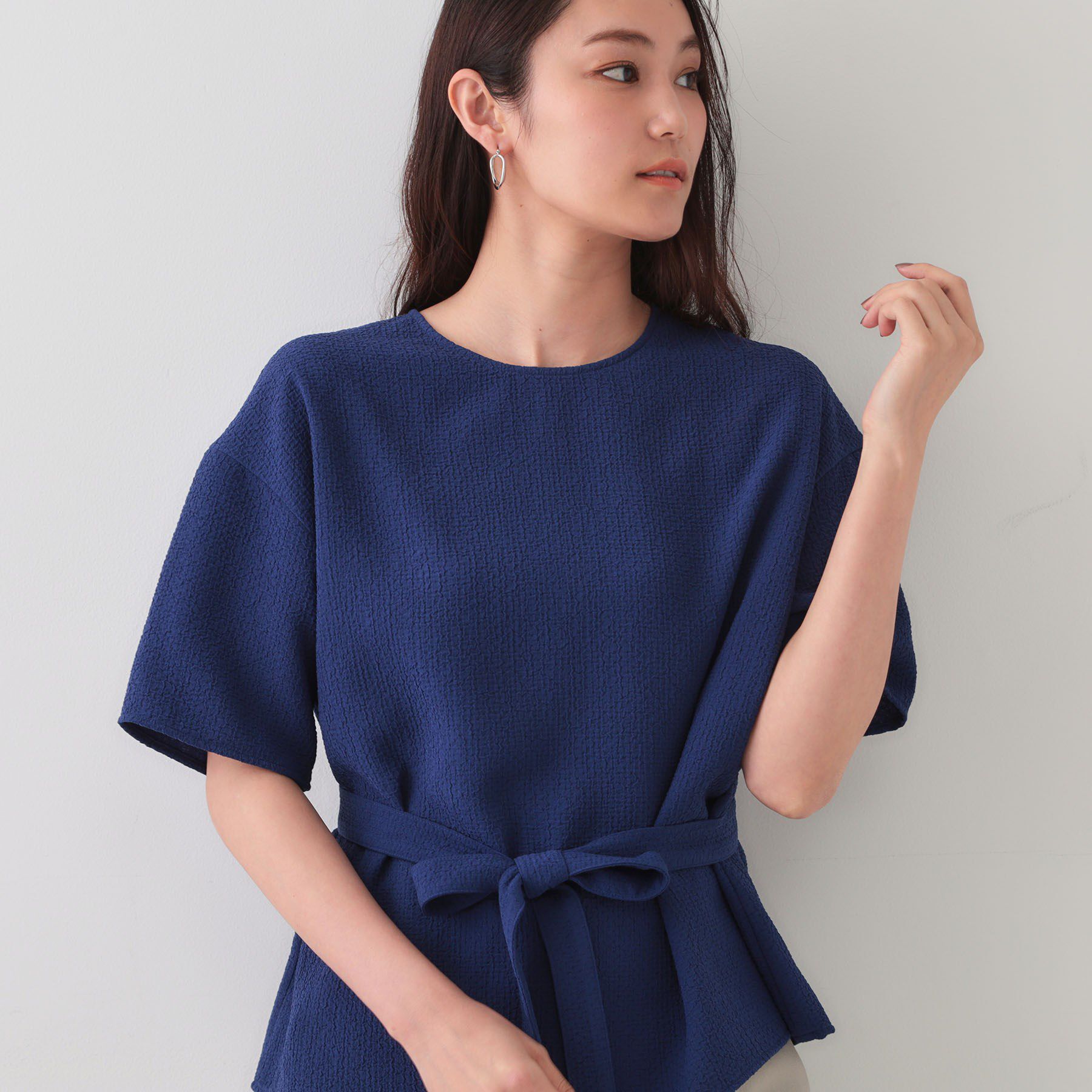 OPAQUE.CLIP「ストレッチジャカード2WAYリボントップス/セットアップ対応可【洗濯機洗い可】」|シャツ・ブラウス|