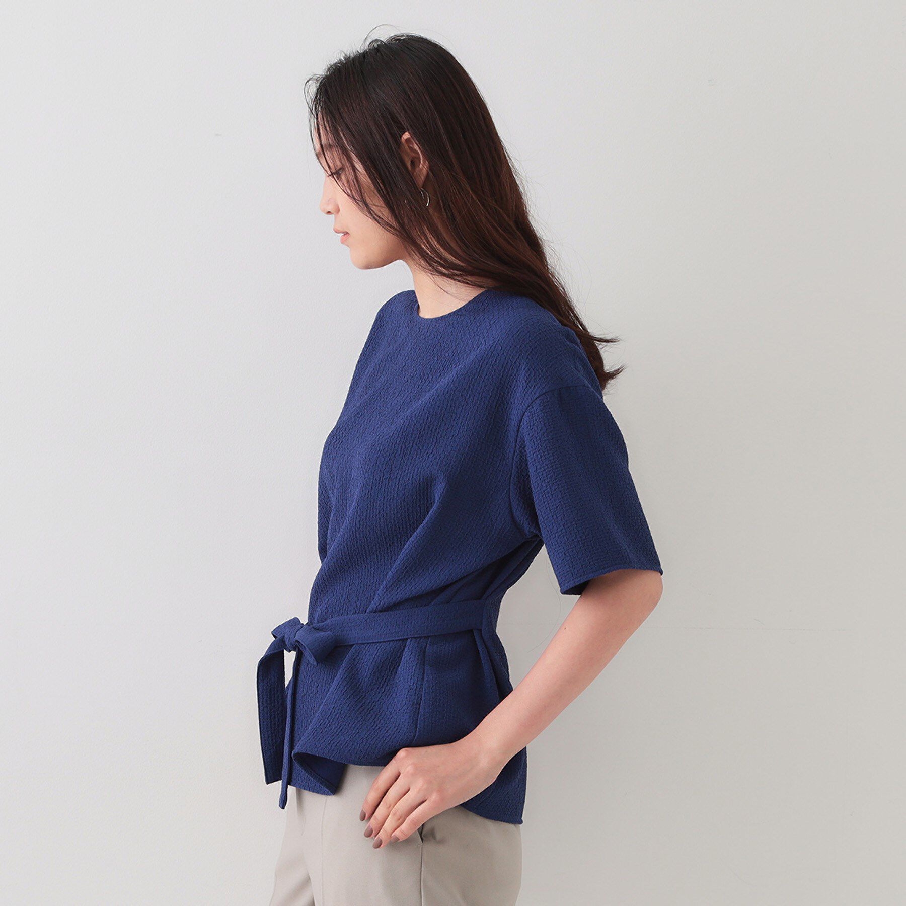 OPAQUE.CLIP「ストレッチジャカード2WAYリボントップス/セットアップ対応可【洗濯機洗い可】」|シャツ・ブラウス|