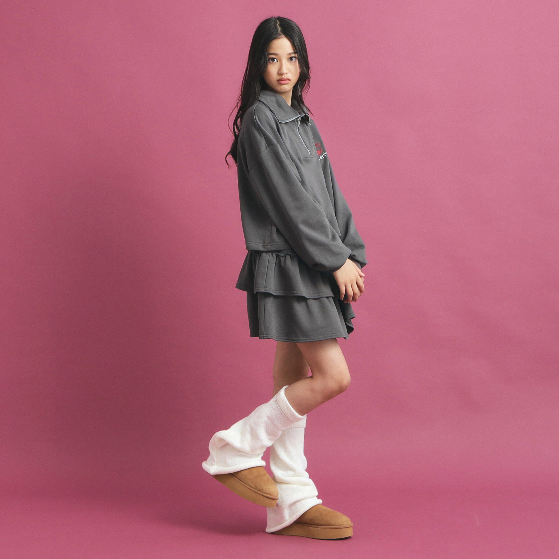 PINK-latte「【セットアイテム】ハーフジップ＆フリルスカート」|その他|