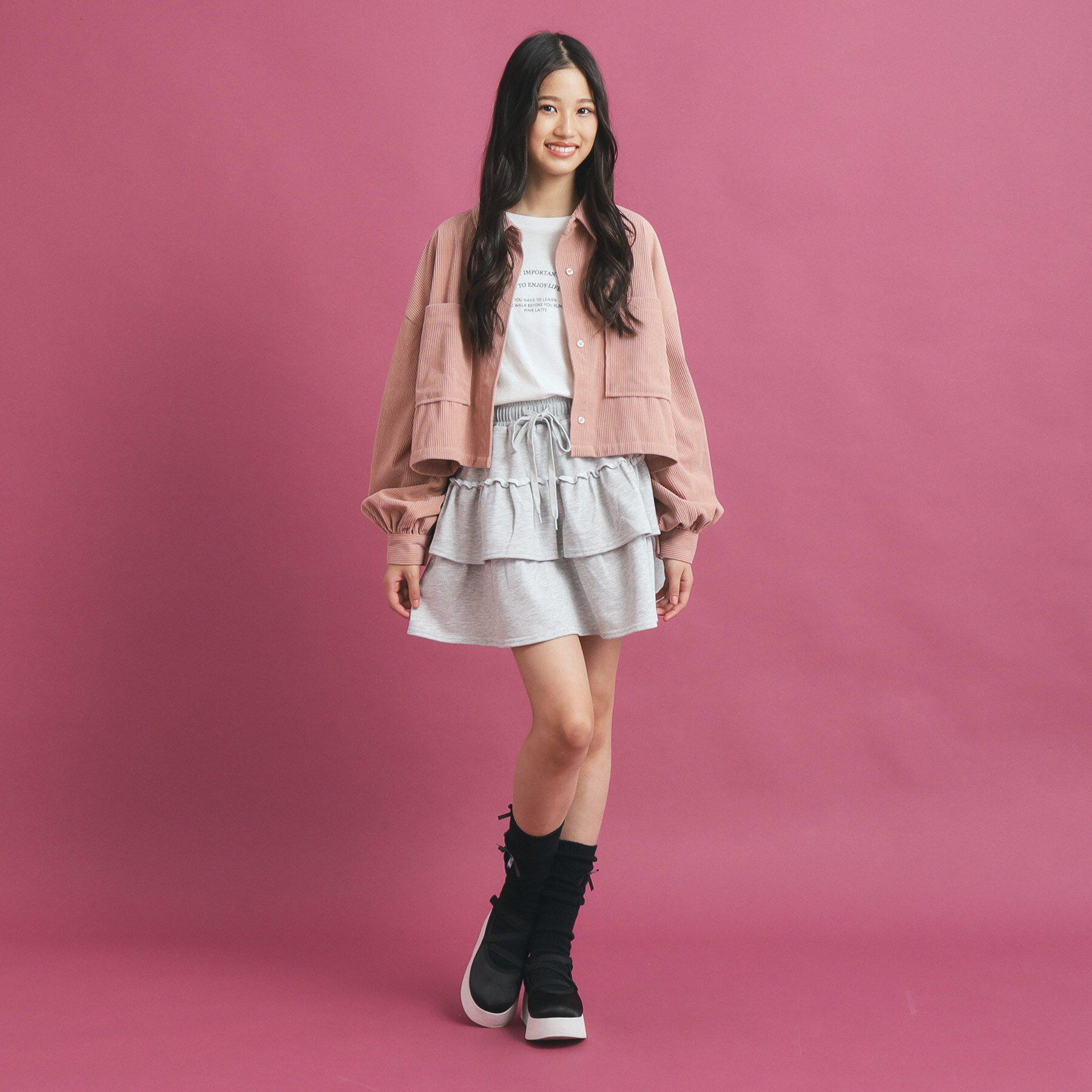 PINK-latte「【セットアイテム】ハーフジップ＆フリルスカート」|その他|