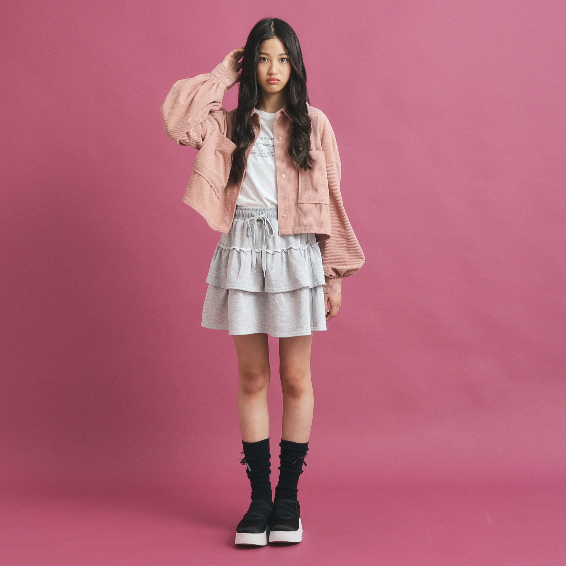 PINK-latte「【セットアイテム】ハーフジップ＆フリルスカート」|その他|