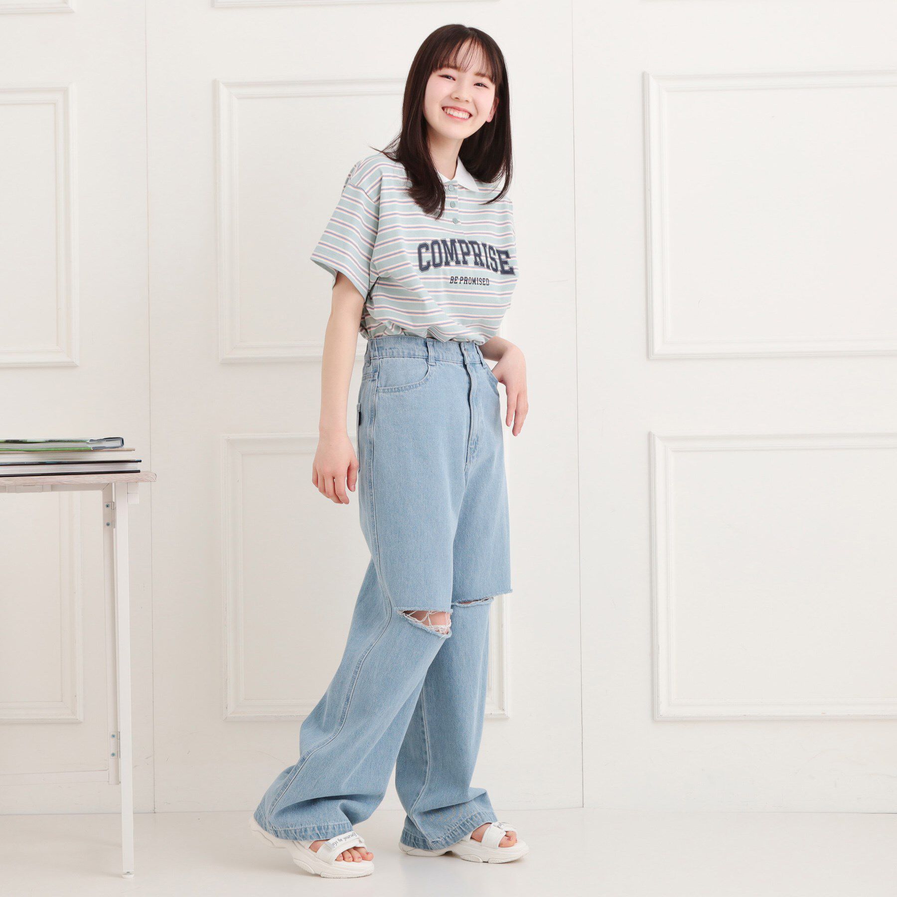 PINK-latte「膝ダメージデニムパンツ」|その他|