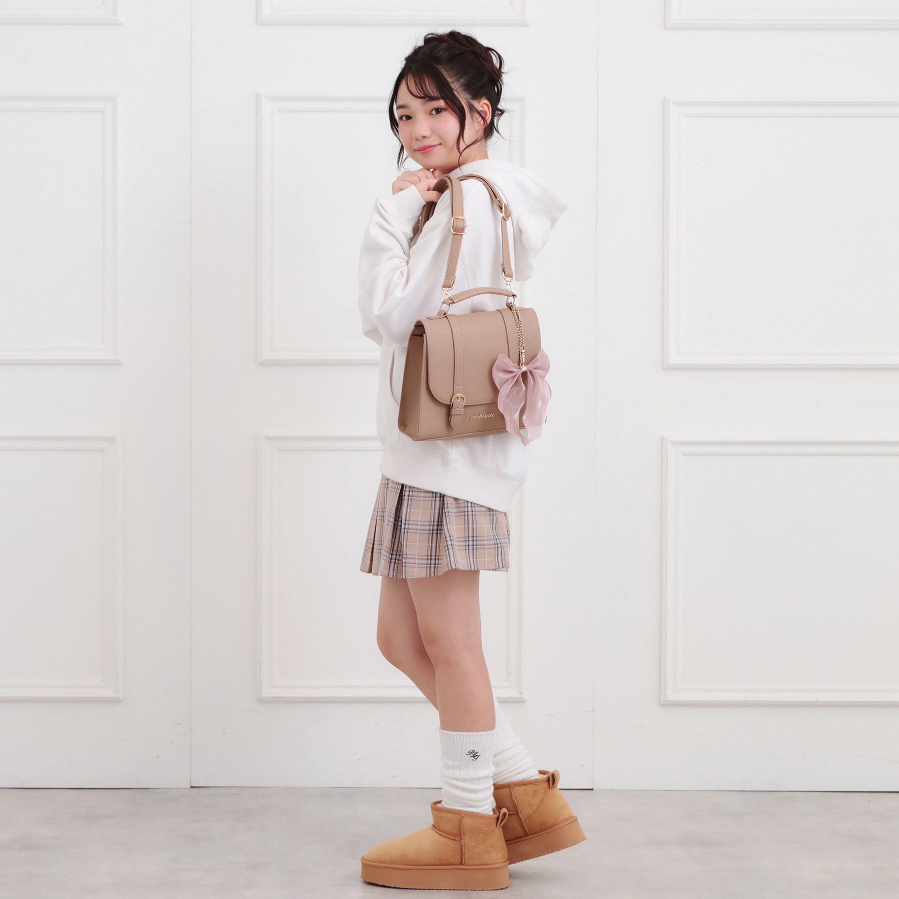 PINK-latte「リボンチャーム付きガーリーサッチェル」|ショルダー・メッセンジャー|