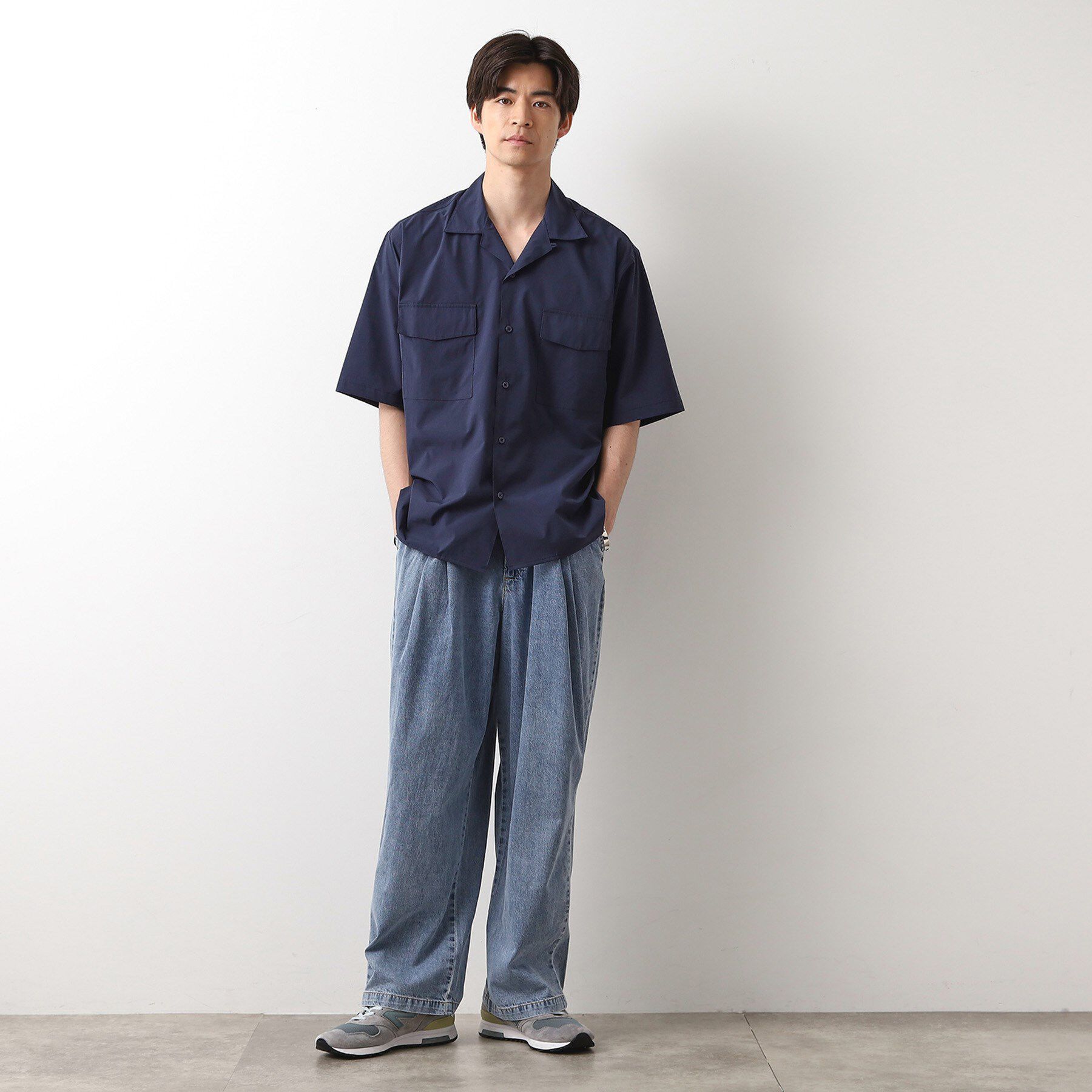 THE SHOP TK「CAVEダブルフラップ半袖シャツ【吸水速乾／ストレッチ／洗濯機OK】」|シャツ・ブラウス|