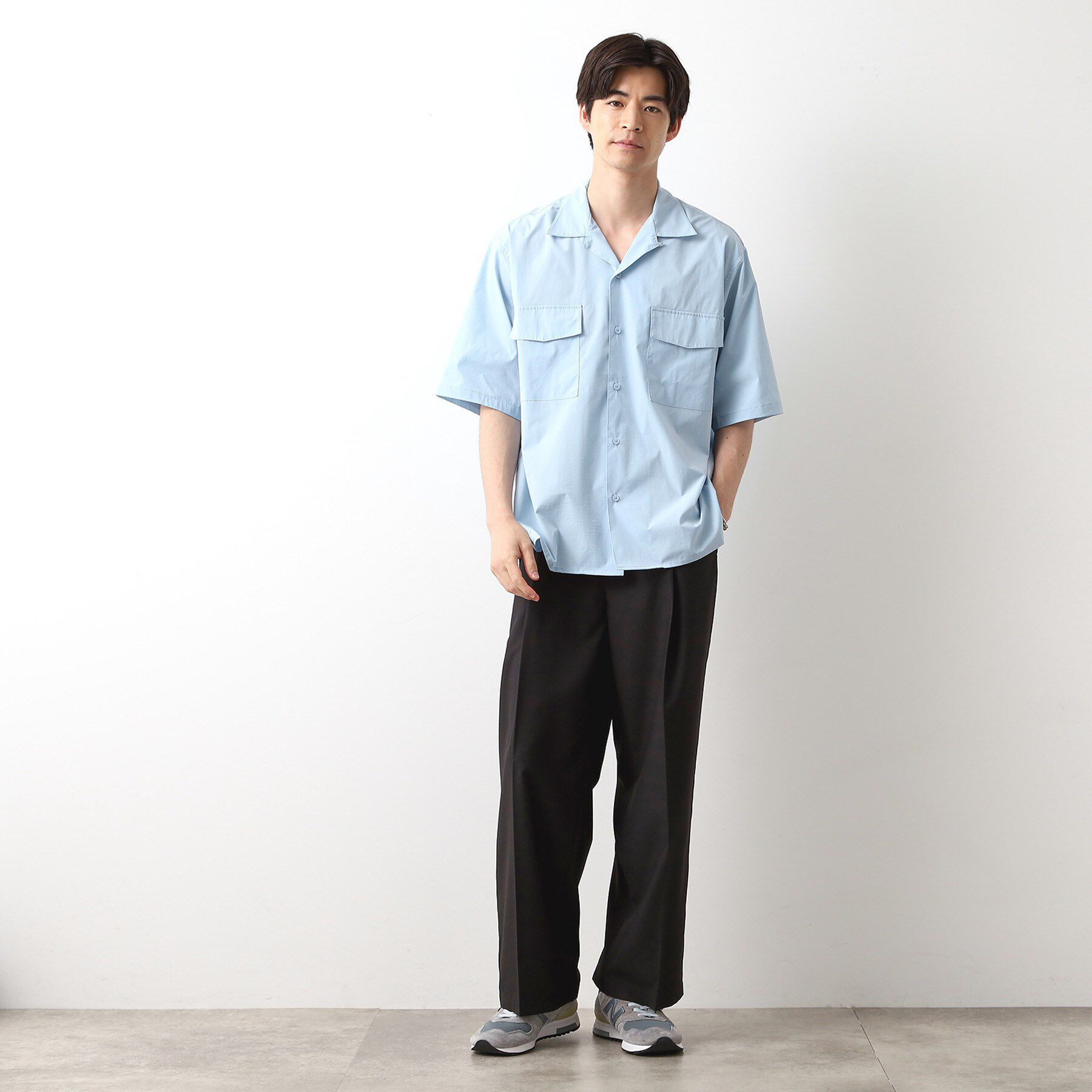 THE SHOP TK「CAVEダブルフラップ半袖シャツ【吸水速乾／ストレッチ／洗濯機OK】」|シャツ・ブラウス|