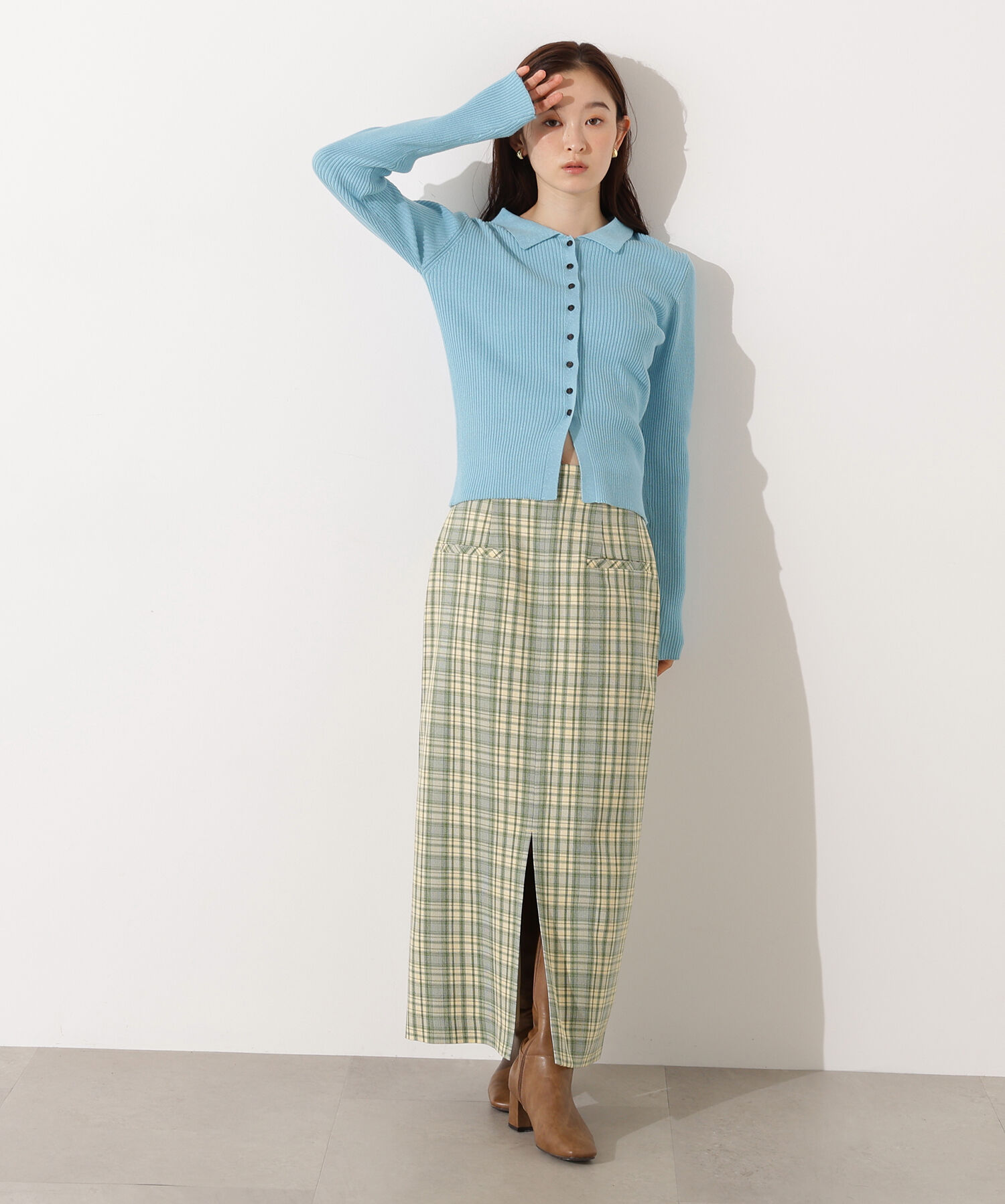  「ﾊｲｳｴｽﾄﾁｪｯｸﾅﾛｰｽｶｰﾄ《ﾌﾞﾗｳﾝ系:LUMINE･LUCUA･official s」|スカート|