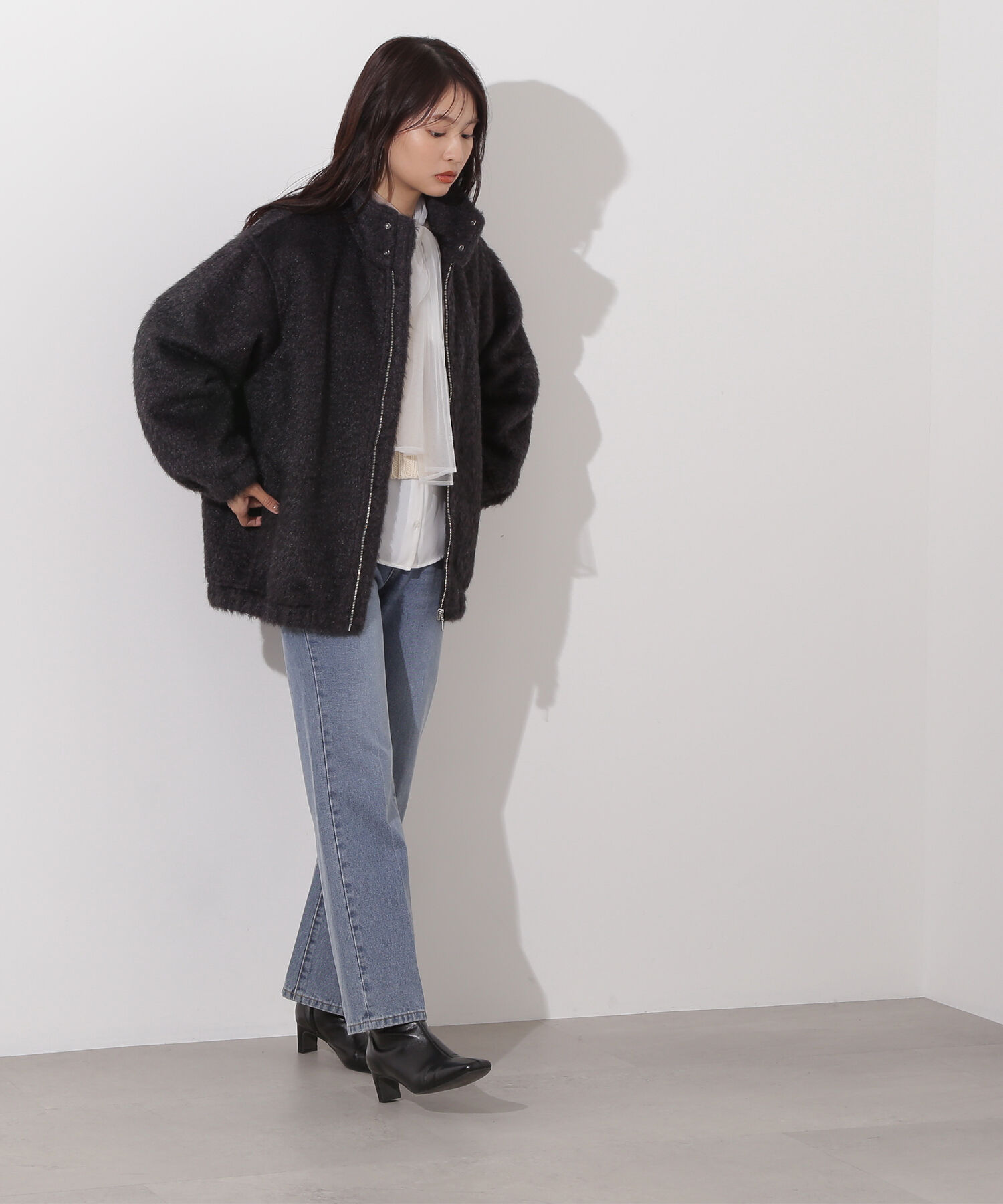  「スタンドネックシャギーブルゾン」|ブルゾン・スタジャン|