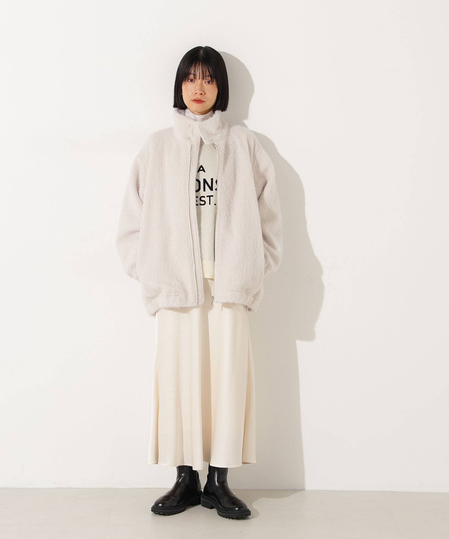  「スタンドネックシャギーブルゾン」|ブルゾン・スタジャン|