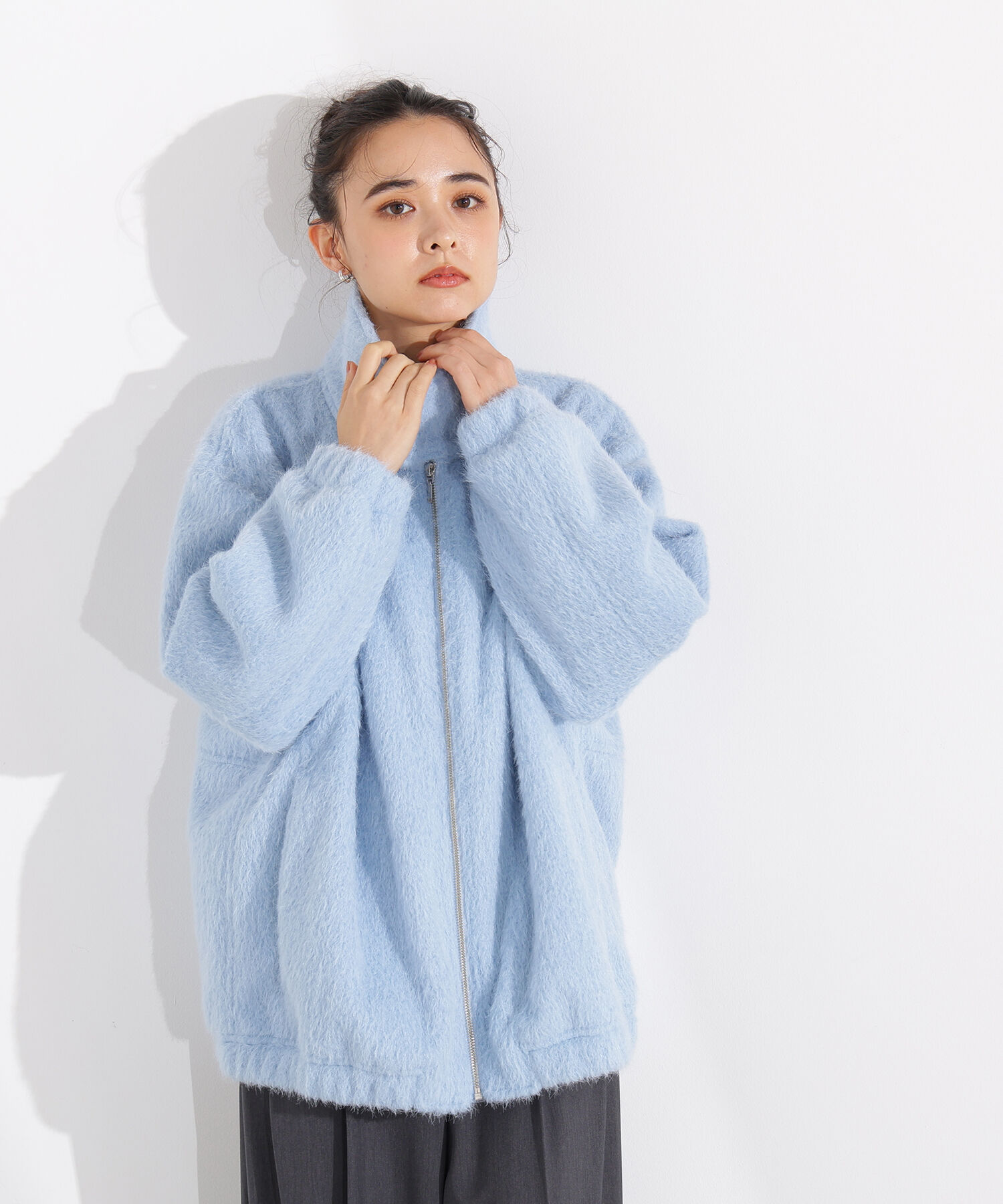  「スタンドネックシャギーブルゾン」|ブルゾン・スタジャン|