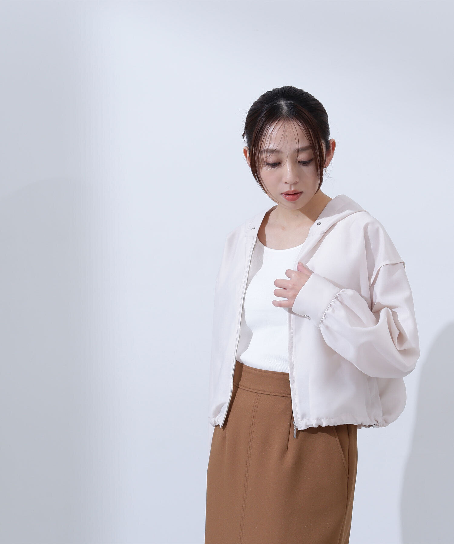  「シアーフォルムフーディーブルゾン」|ブルゾン・スタジャン|