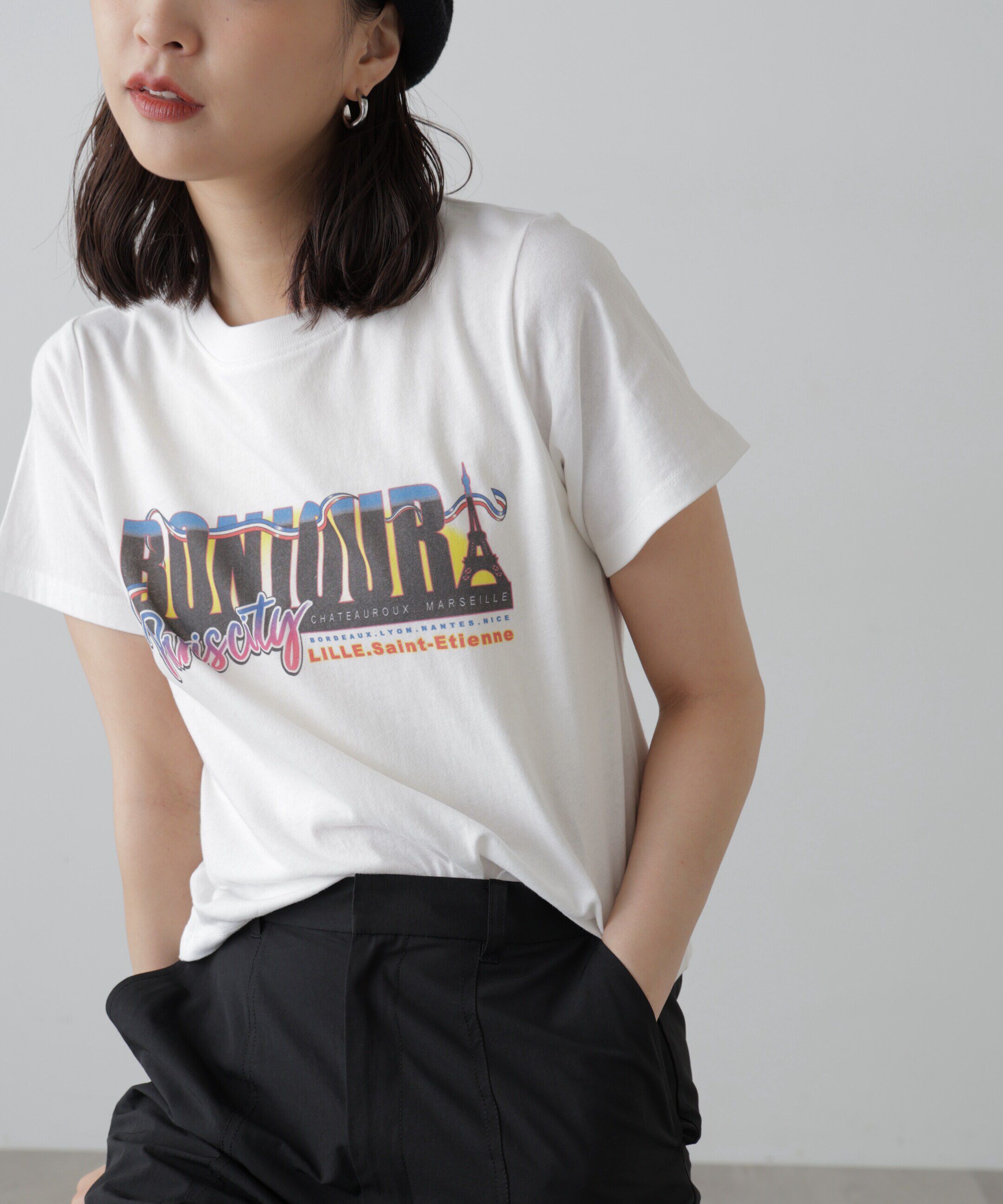  「PARISプリントTシャツ」|Tシャツ・カットソー|ボンジュール