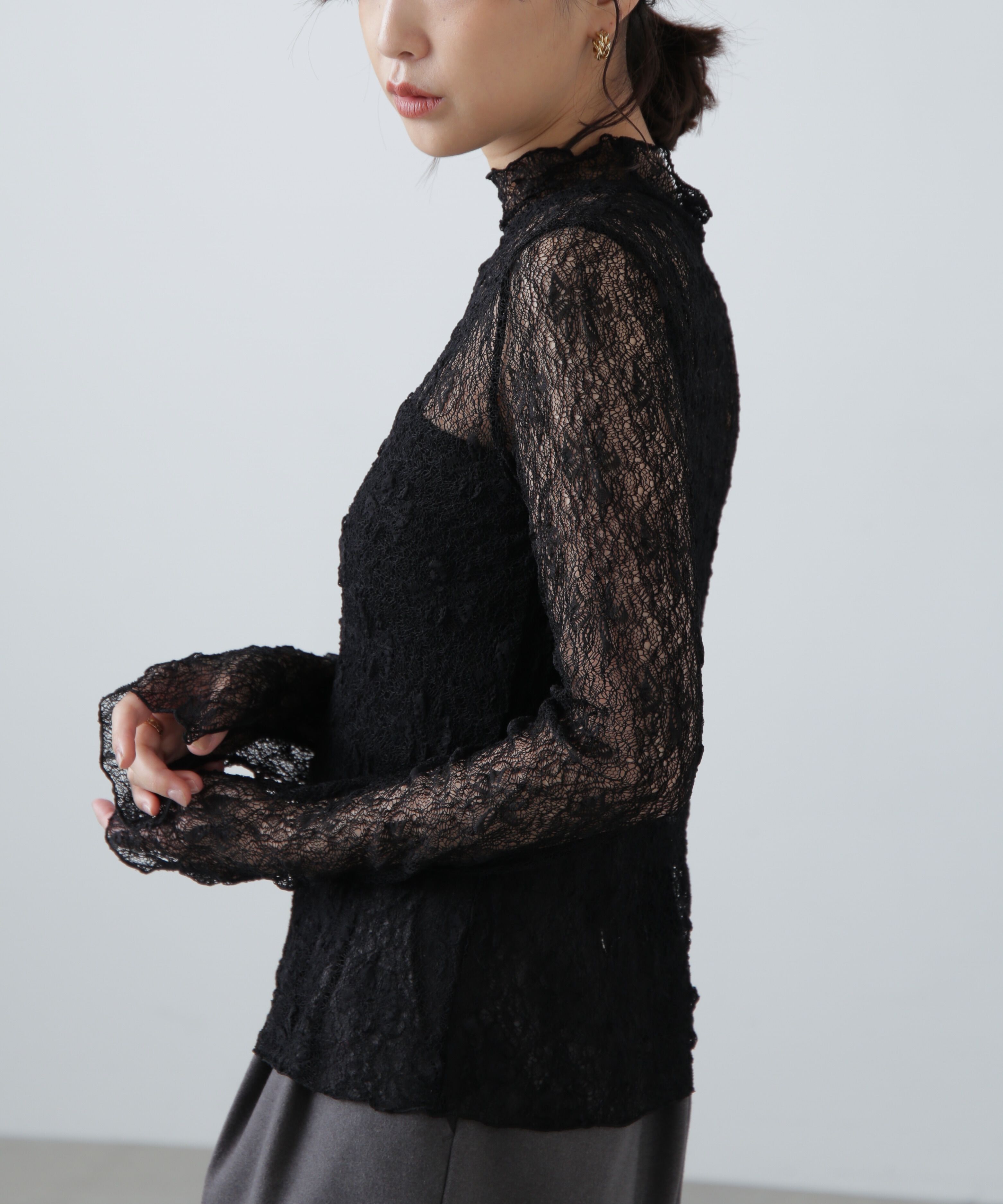  「レースハイネックカットソー」|Tシャツ・カットソー|
