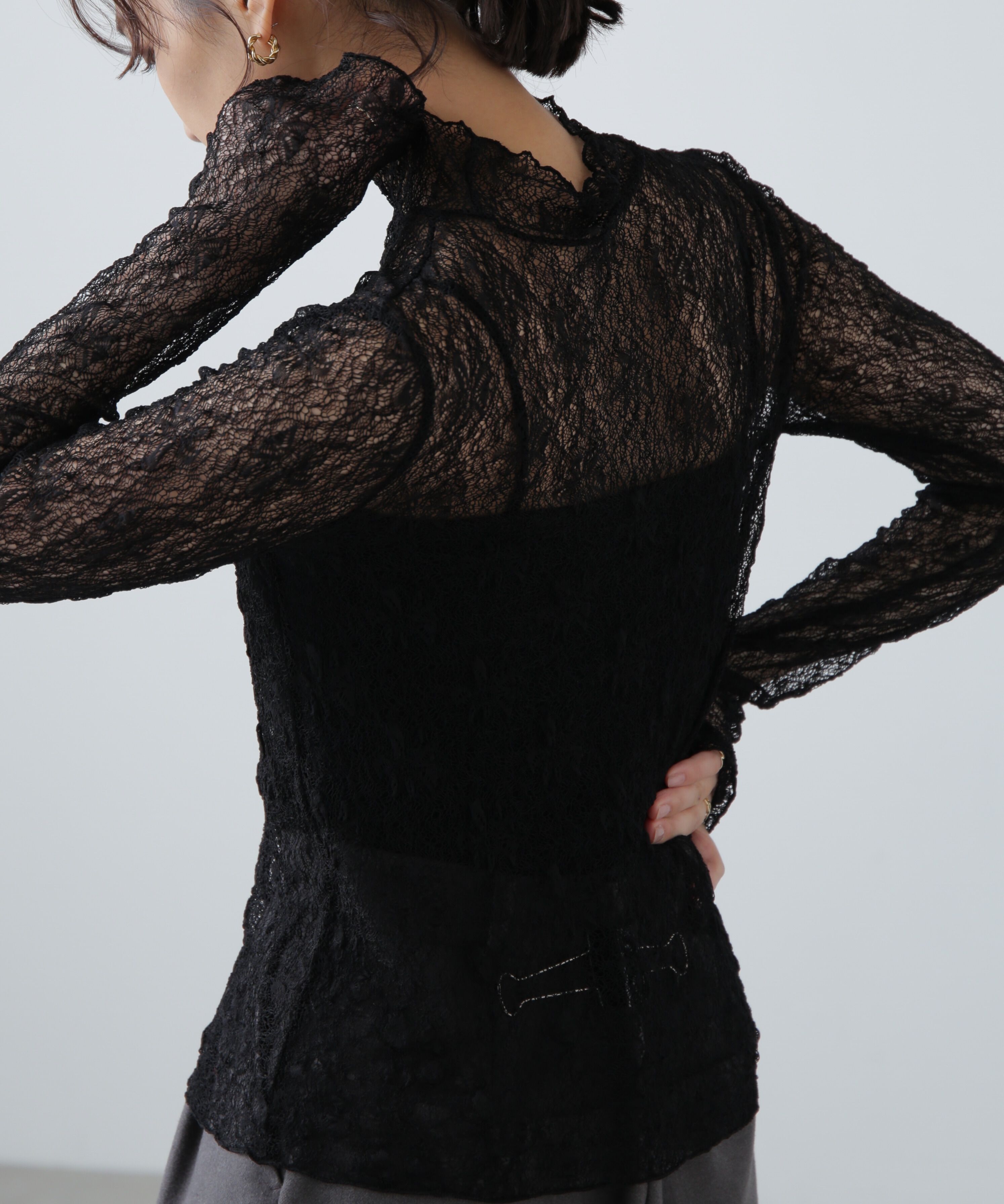  「レースハイネックカットソー」|Tシャツ・カットソー|