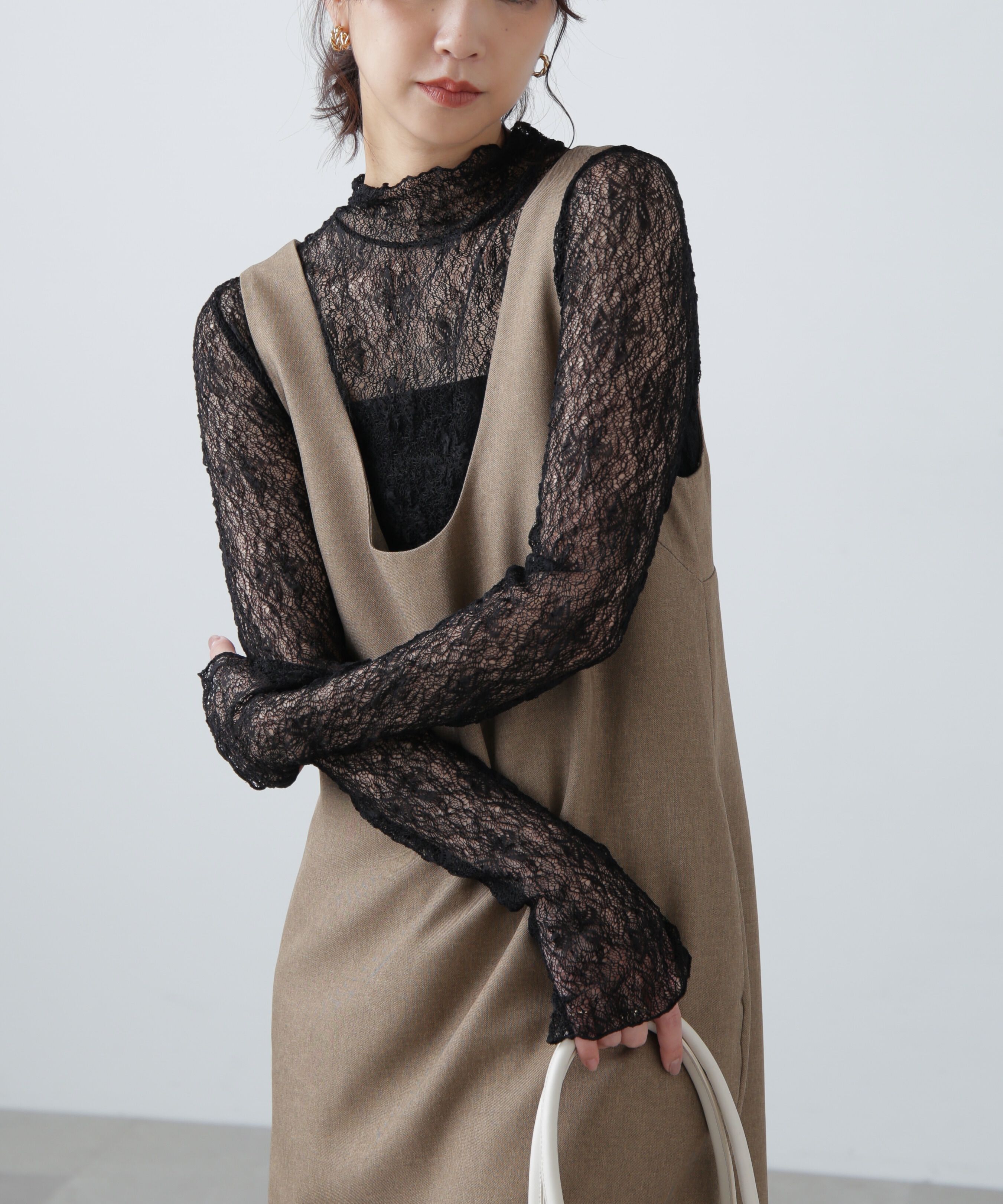  「レースハイネックカットソー」|Tシャツ・カットソー|