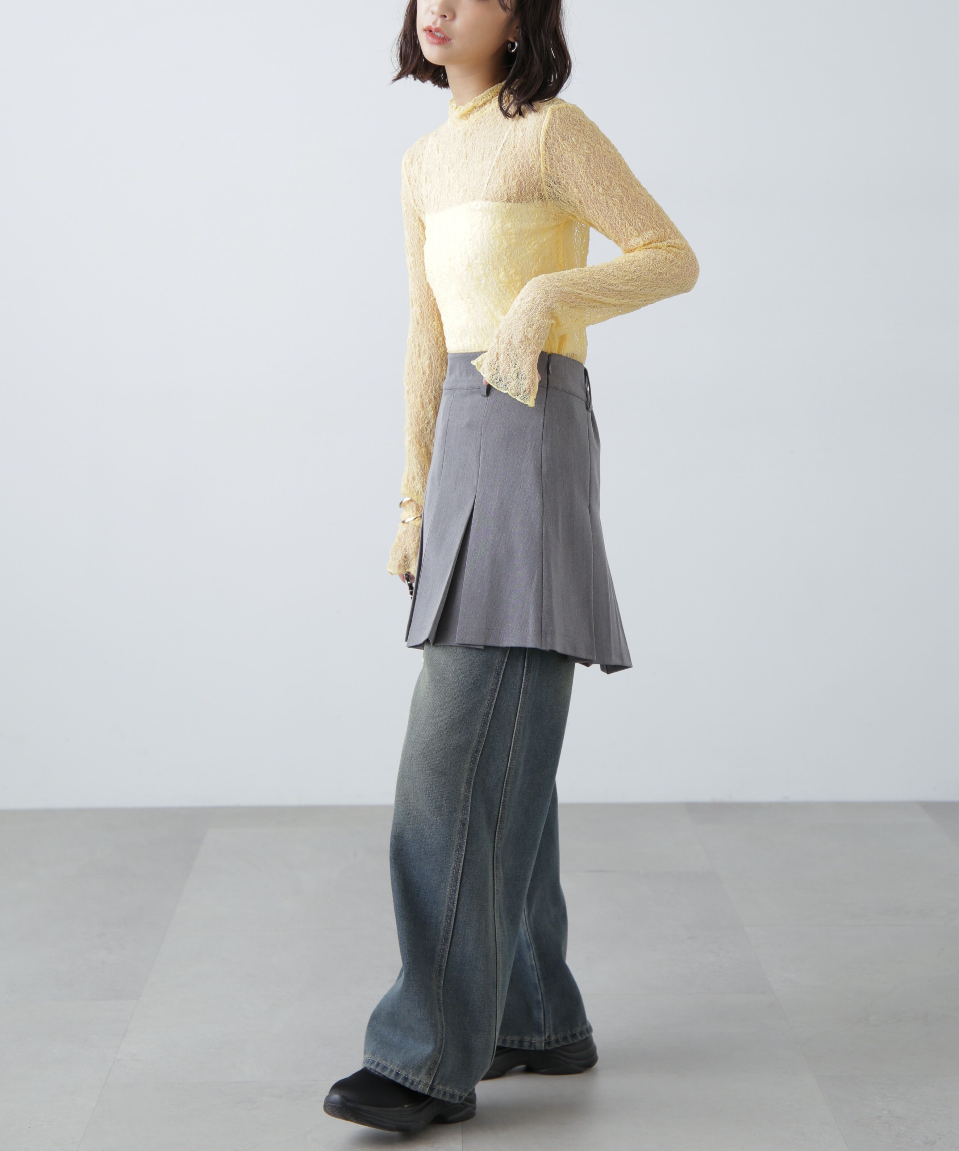  「レースハイネックカットソー」|Tシャツ・カットソー|