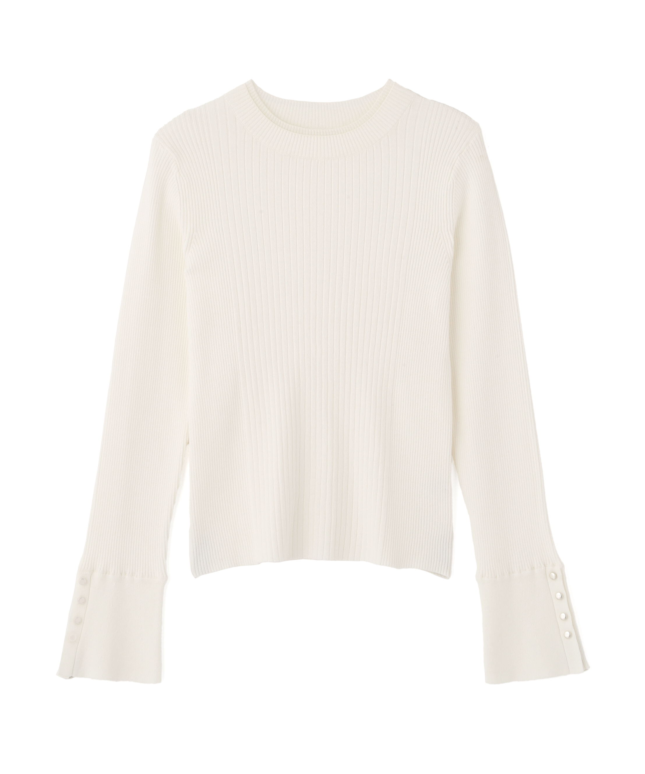  「袖ボタンリブニット」|ニット・セーター|