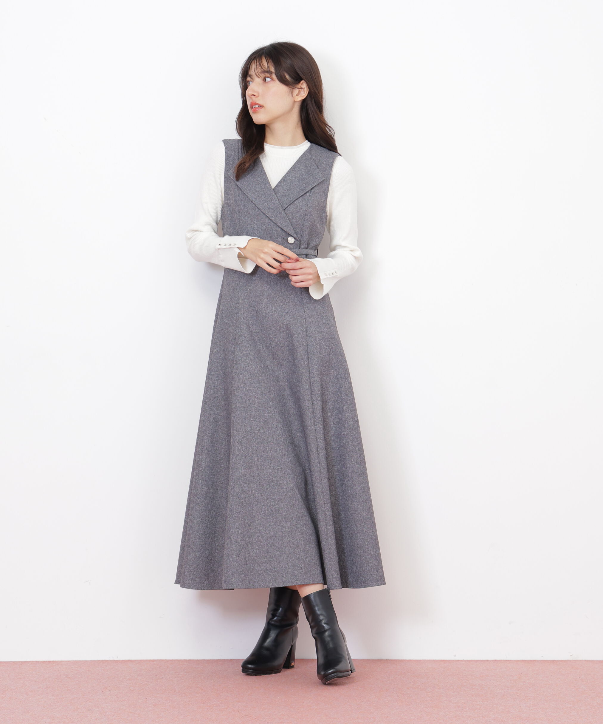  「袖ボタンリブニット」|ニット・セーター|