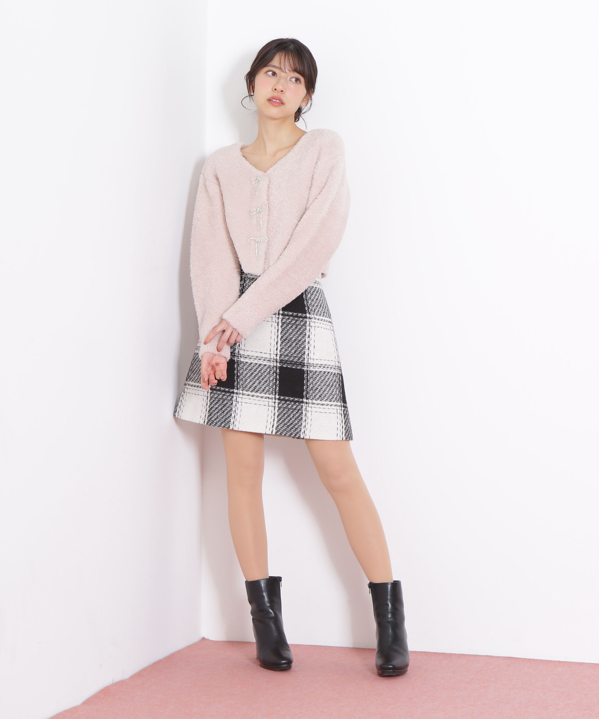  「リボンビジューフェザーカーディガン」|ニット・セーター|