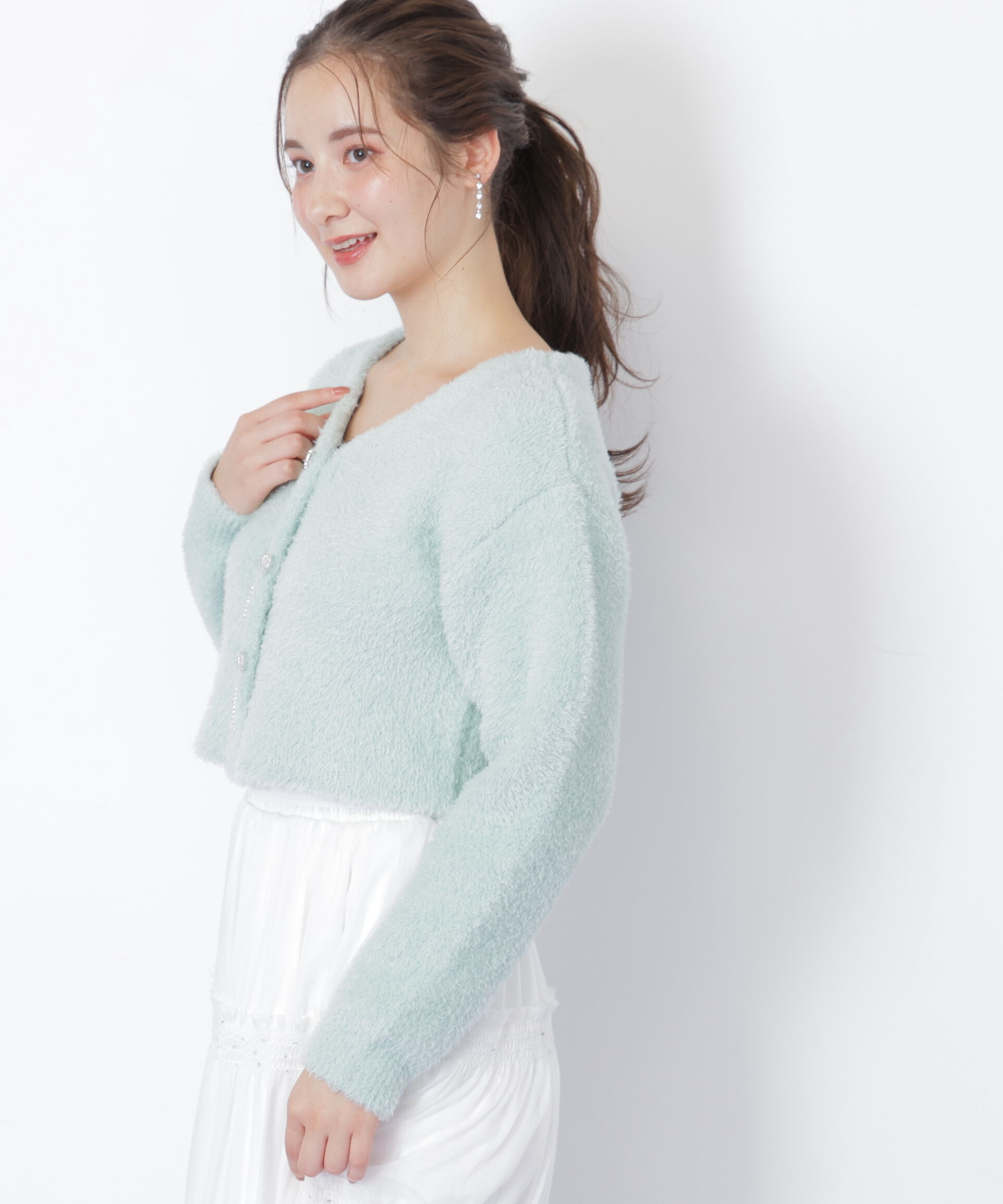  「リボンビジューフェザーカーディガン」|ニット・セーター|