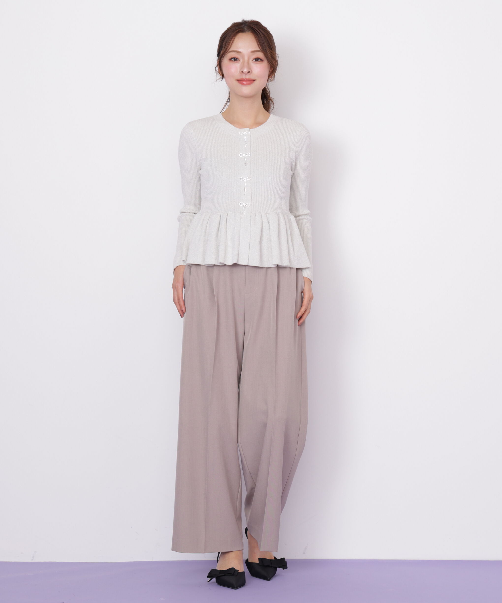  「ラメモールペプラムニット」|ニット・セーター|