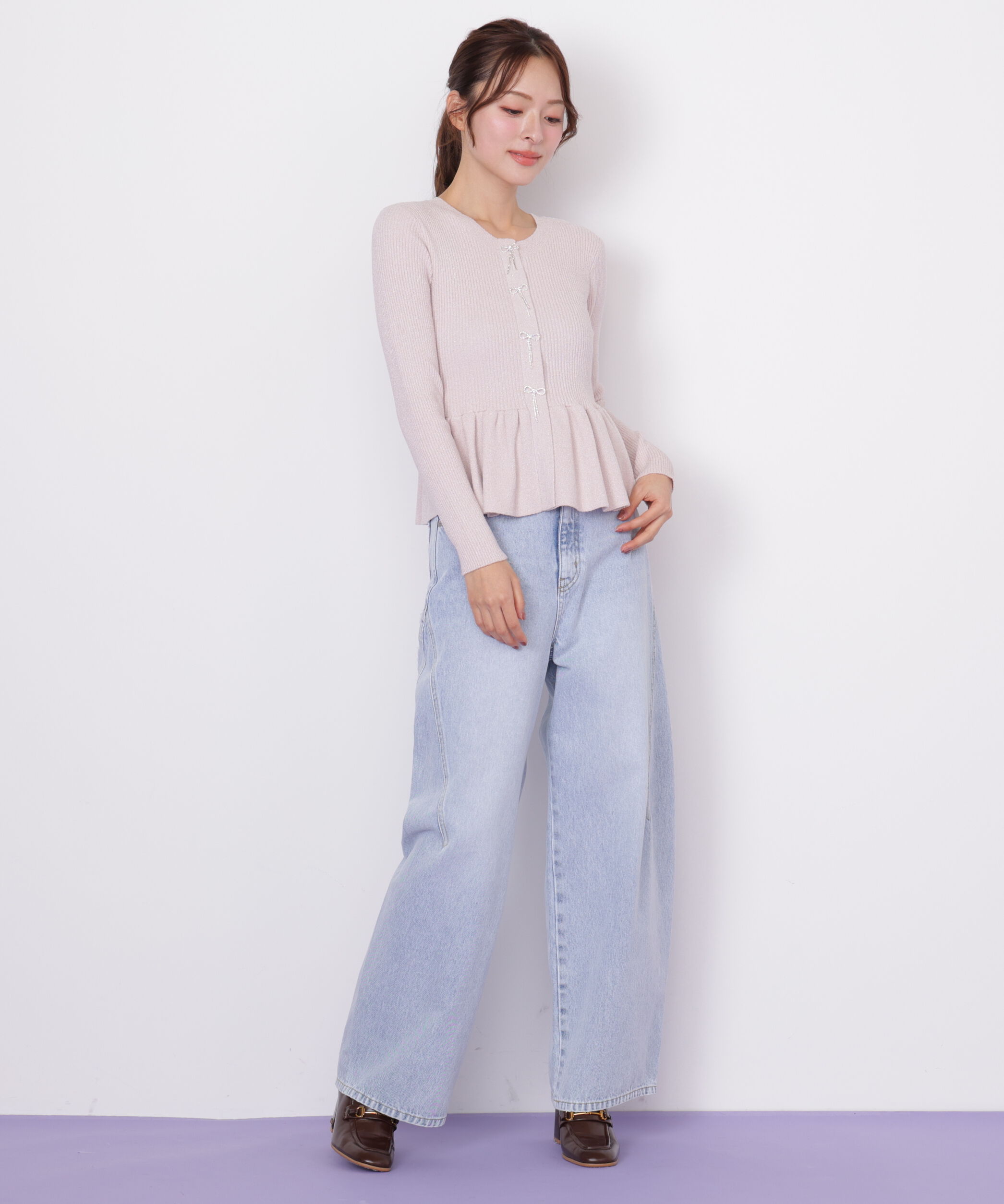  「ラメモールペプラムニット」|ニット・セーター|