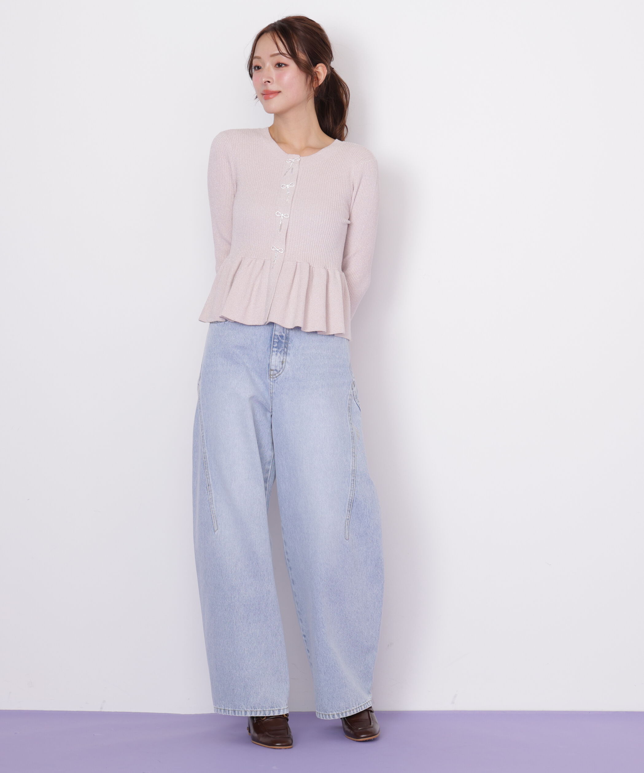  「ラメモールペプラムニット」|ニット・セーター|